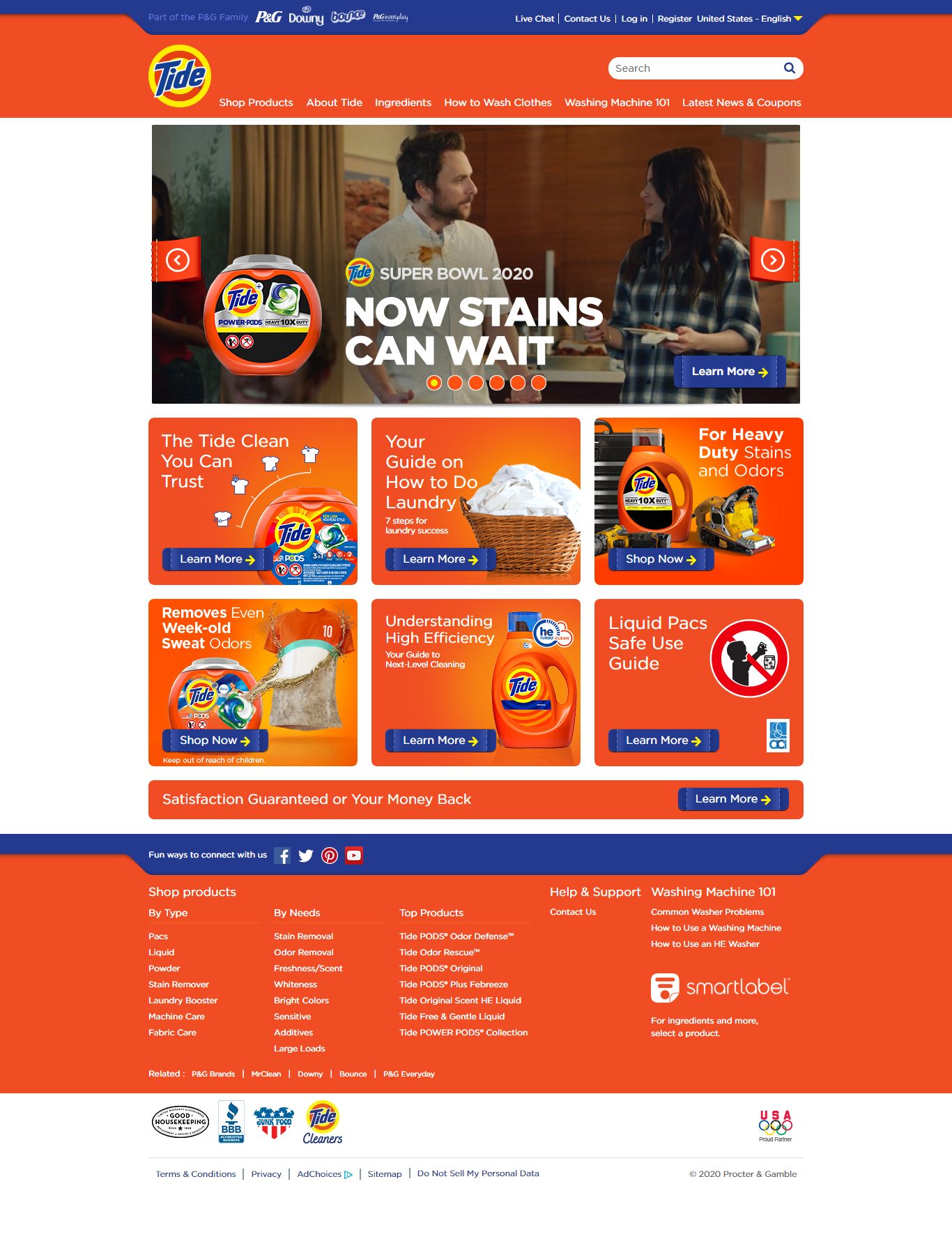 Thiết kế Web bán bột giặt quần áo - tide.com