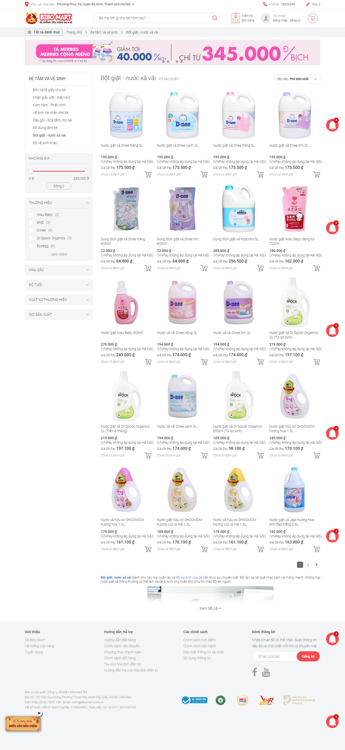 Thiết kế Web bán bột giặt quần áo - bibomart.com.vn