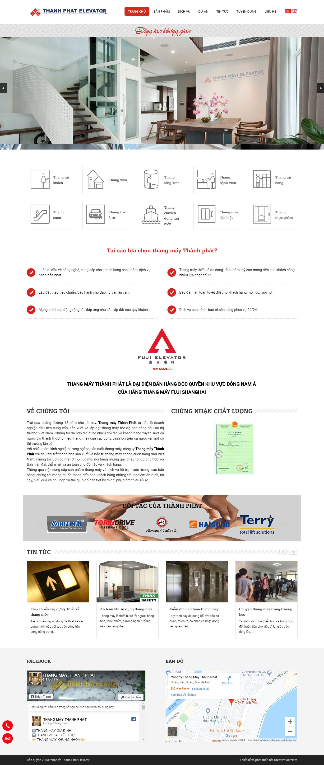Thiết kế Web bán công ty thang máy - thangmaythanhphat.com