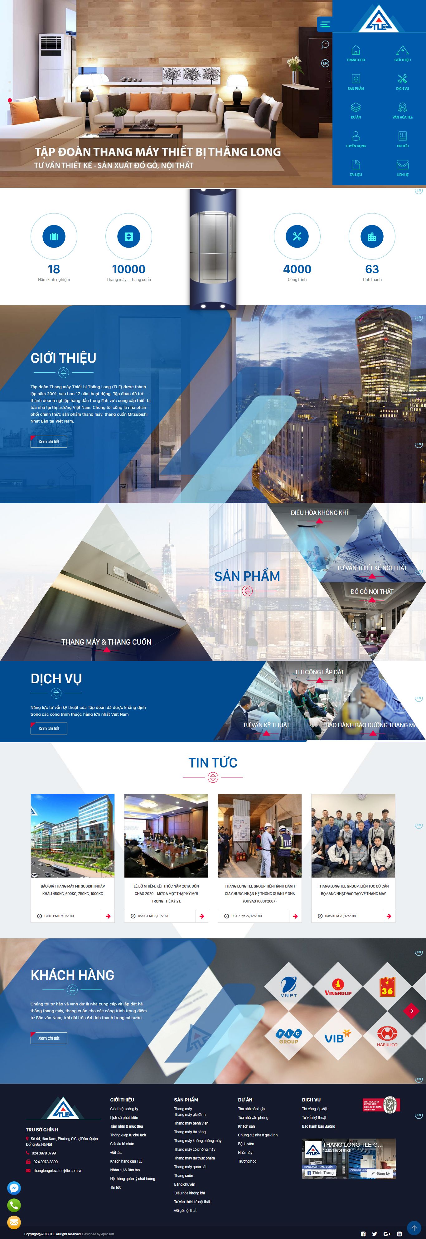 Thiết kế Web bán công ty thang máy - tle.com.vn