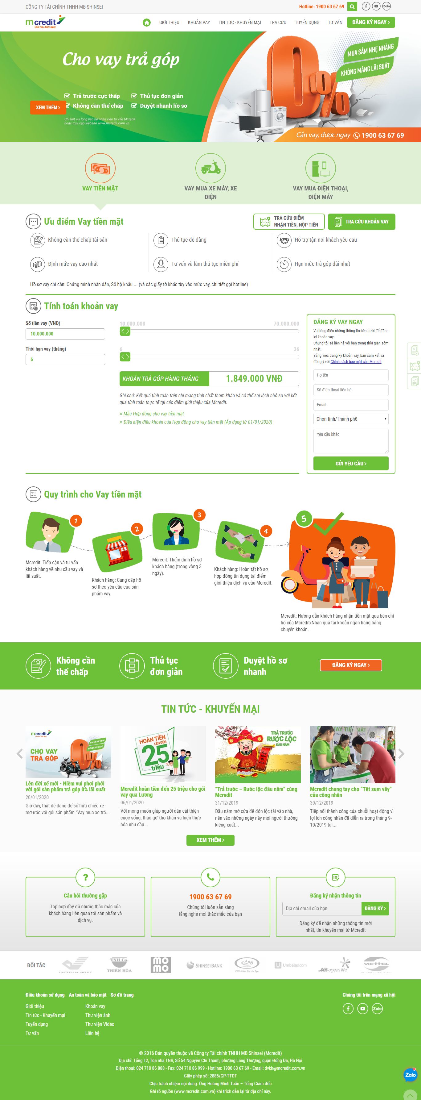 Thiết kế Web công ty tài chính - mcredit.com.vn
