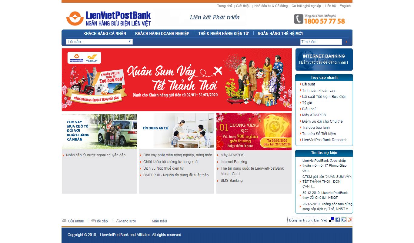 Thiết kế Web bưu điện - www.lienvietpostbank.com.vn