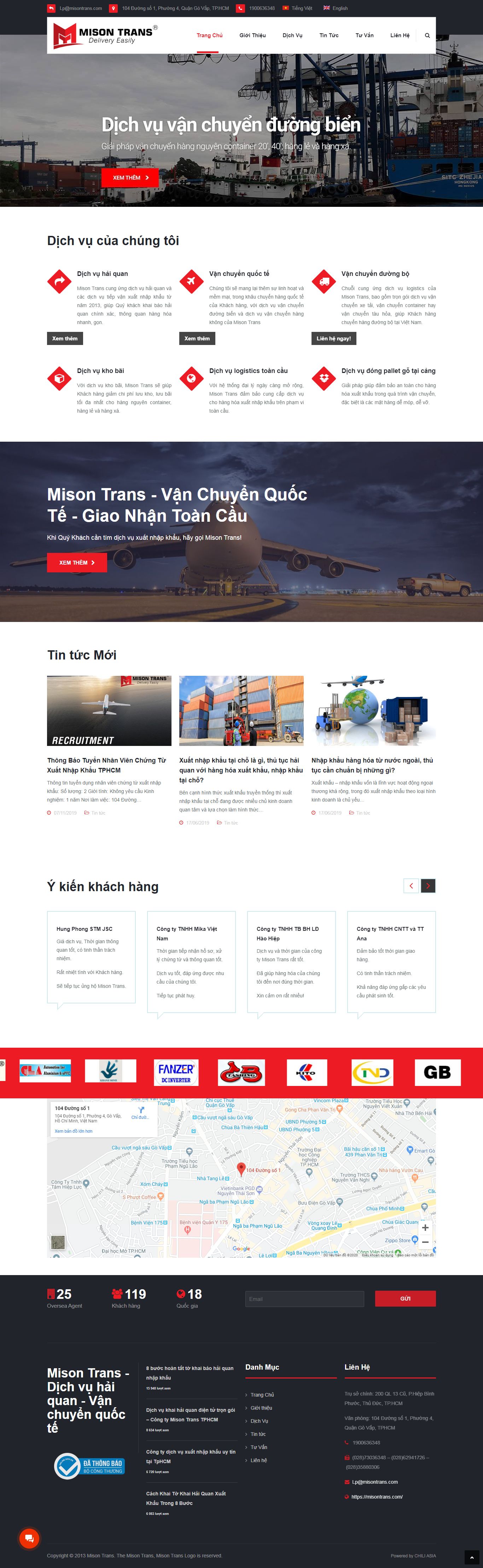 Thiết kế Web công ty nhập khẩu - misontrans.com