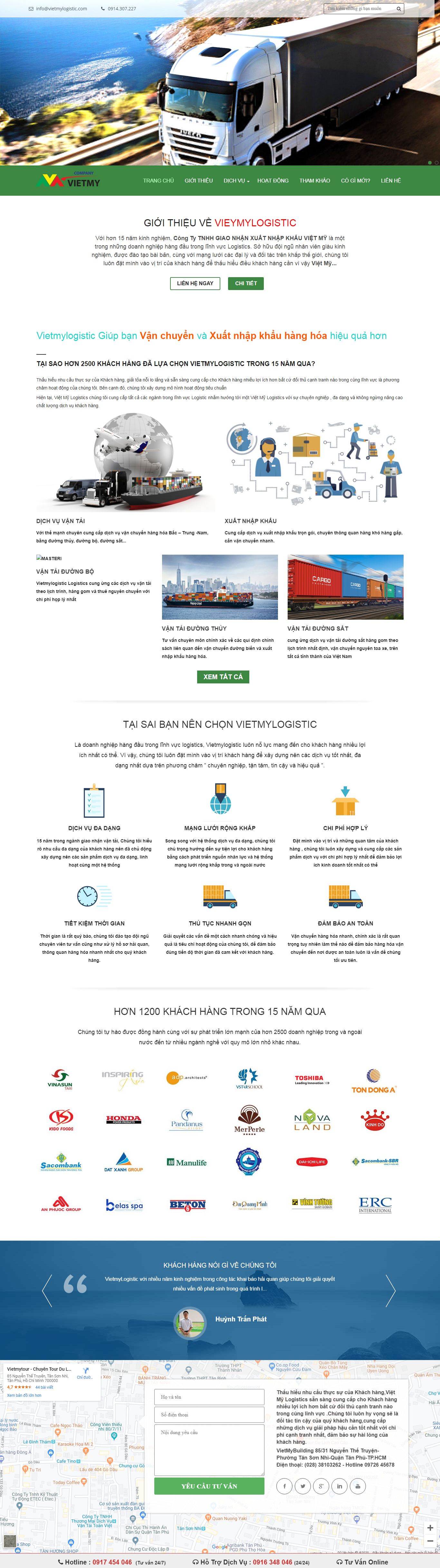 Thiết kế Web công ty nhập khẩu - vietmylogistic.com