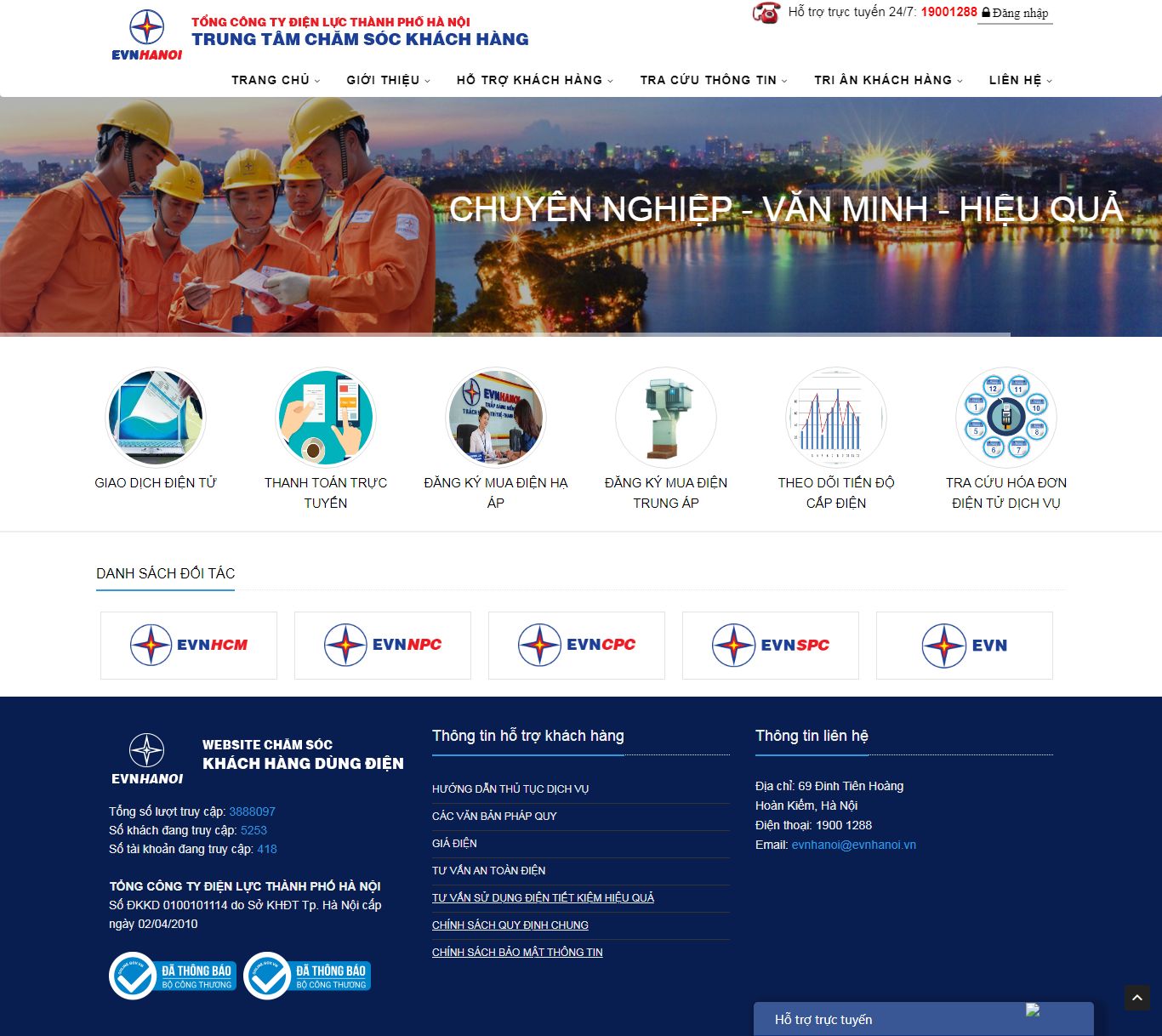 Thiết kế Web công ty điện lực - cskh.evnhanoi.com.vn