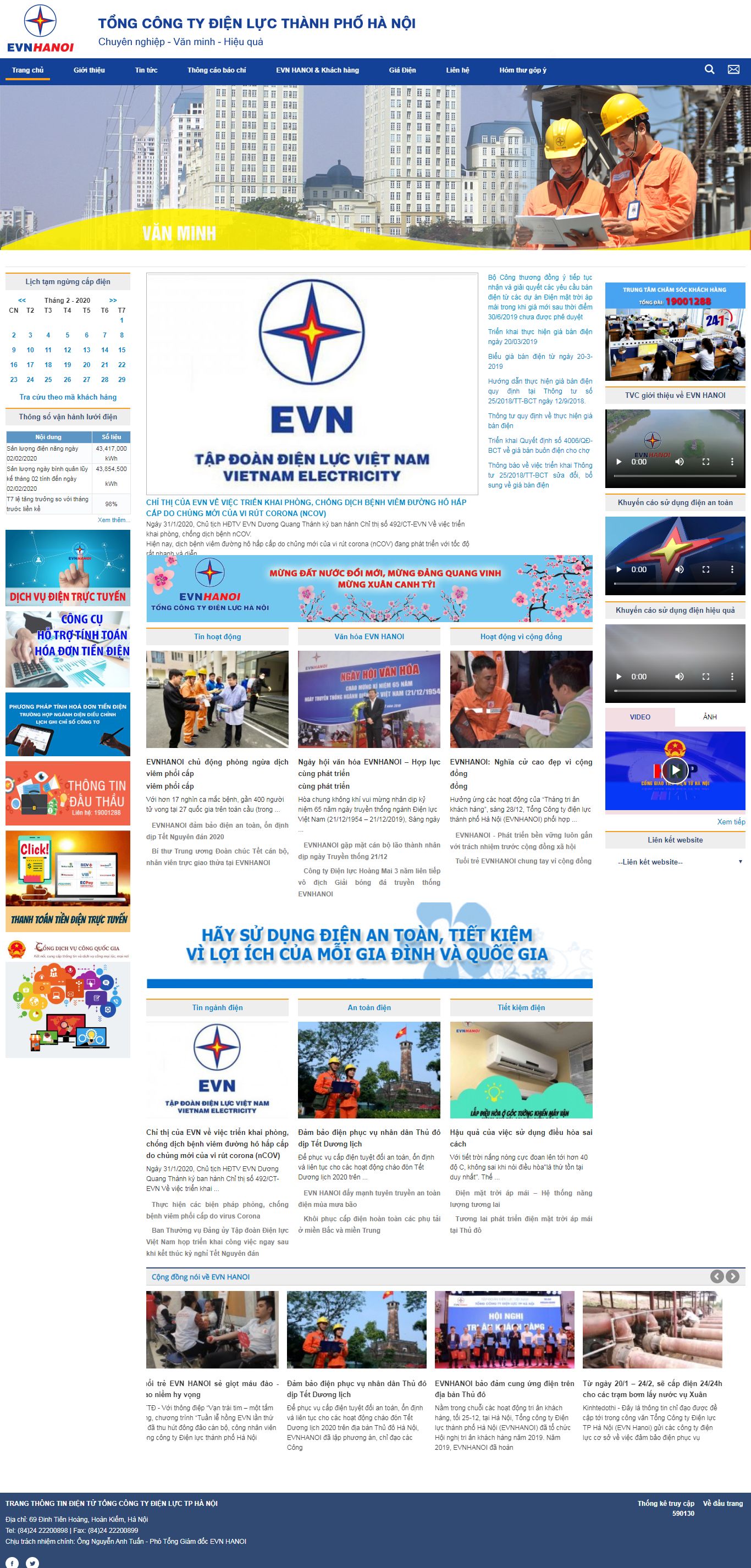 Thiết kế Web công ty điện lực - evnhanoi.vn