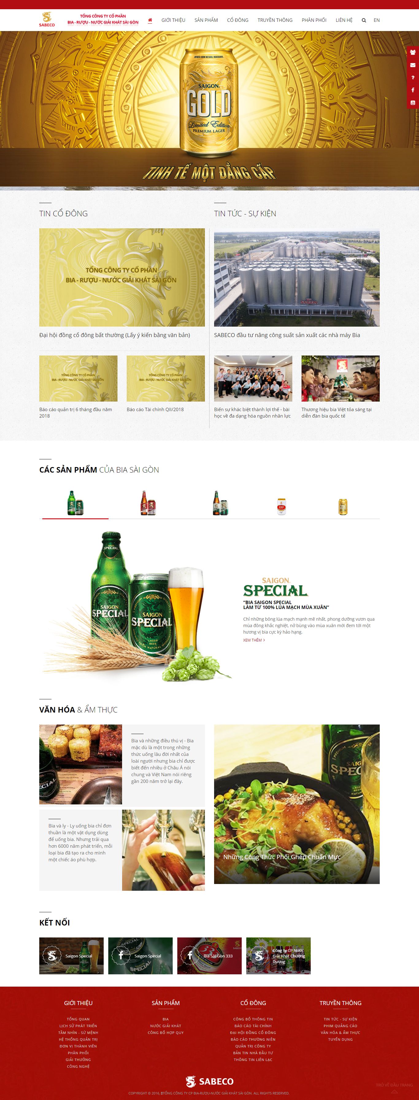 Thiết kế Web công ty bia - www.sabeco.com.vn