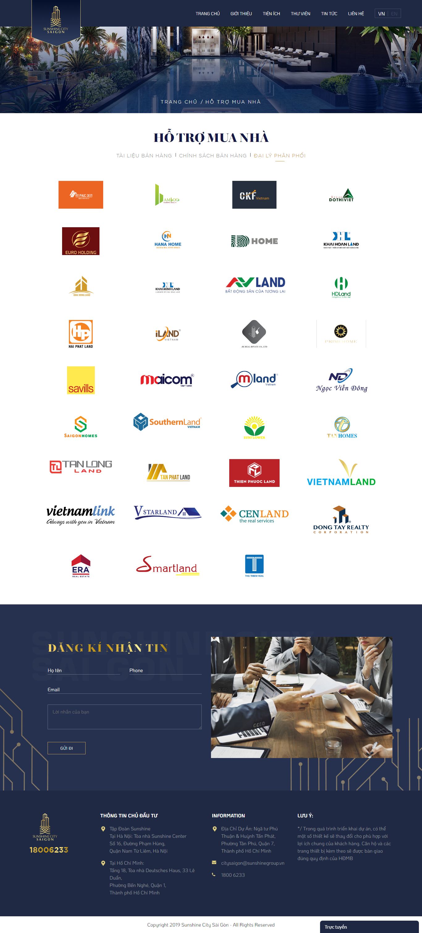 Thiết kế Web đại lý phân phối - citysaigon.sunshinegroup.vn