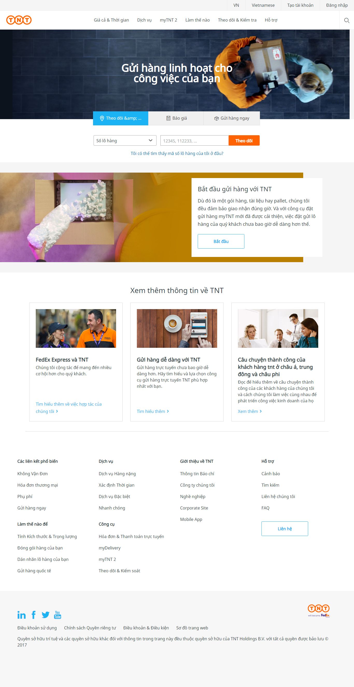 Thiết kế Web công ty giao hàng nhanh - www.tnt.com
