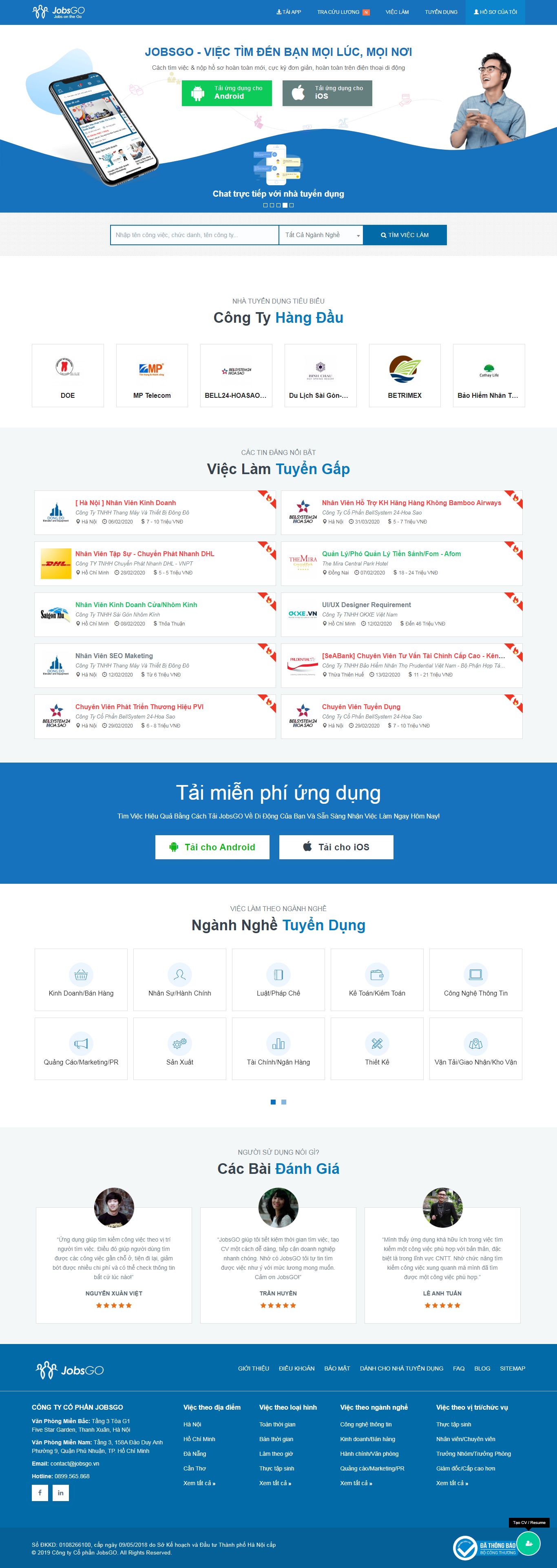 Thiết kế Web công ty giao hàng nhanh - jobsgo.vn