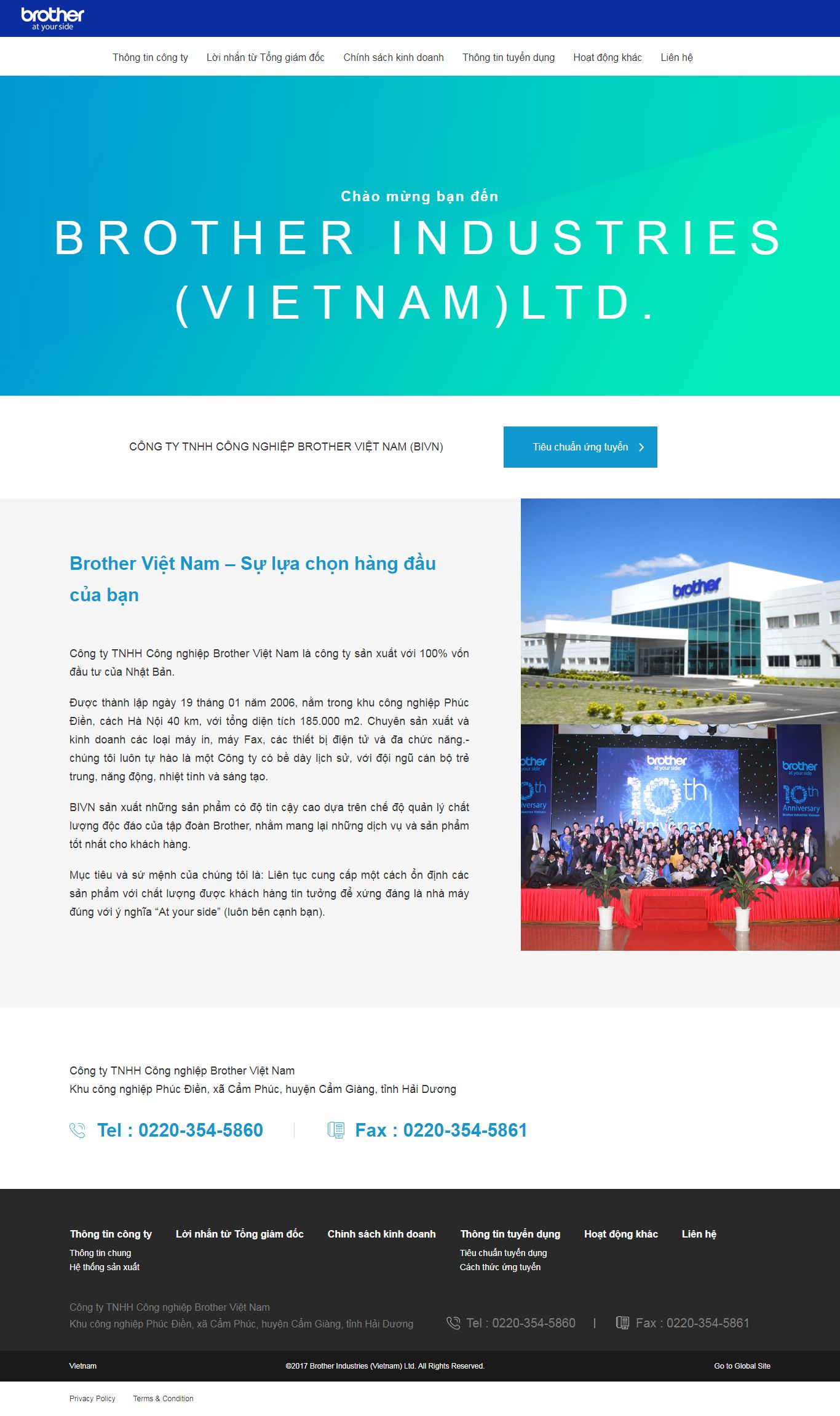 Thiết kế Web khu chế xuất - bivn.brother.com.vn