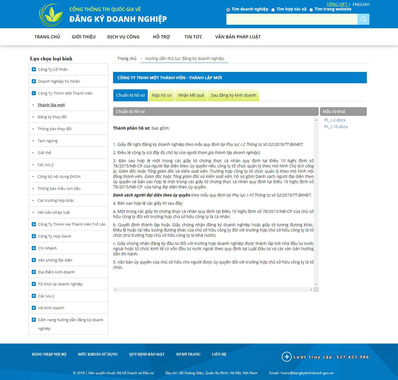 Thiết kế Web công ty TNHH - dangkykinhdoanh.gov.vn