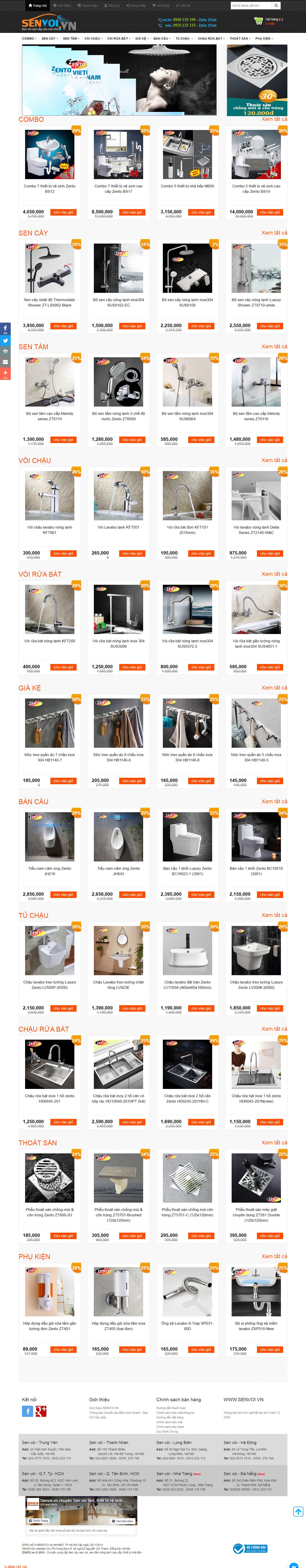 Thiết kế Web bán bồn rửa chén inox - senvoi.vn