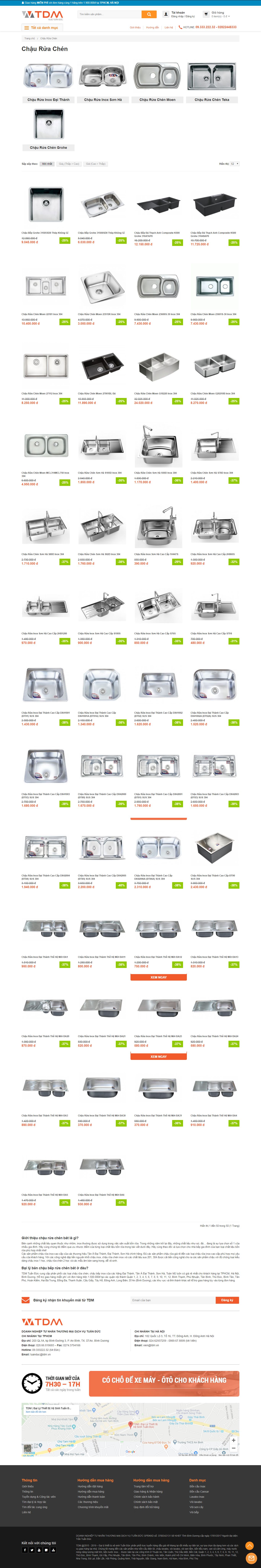 Thiết kế Web bán bồn rửa chén inox - www.tdm.vn