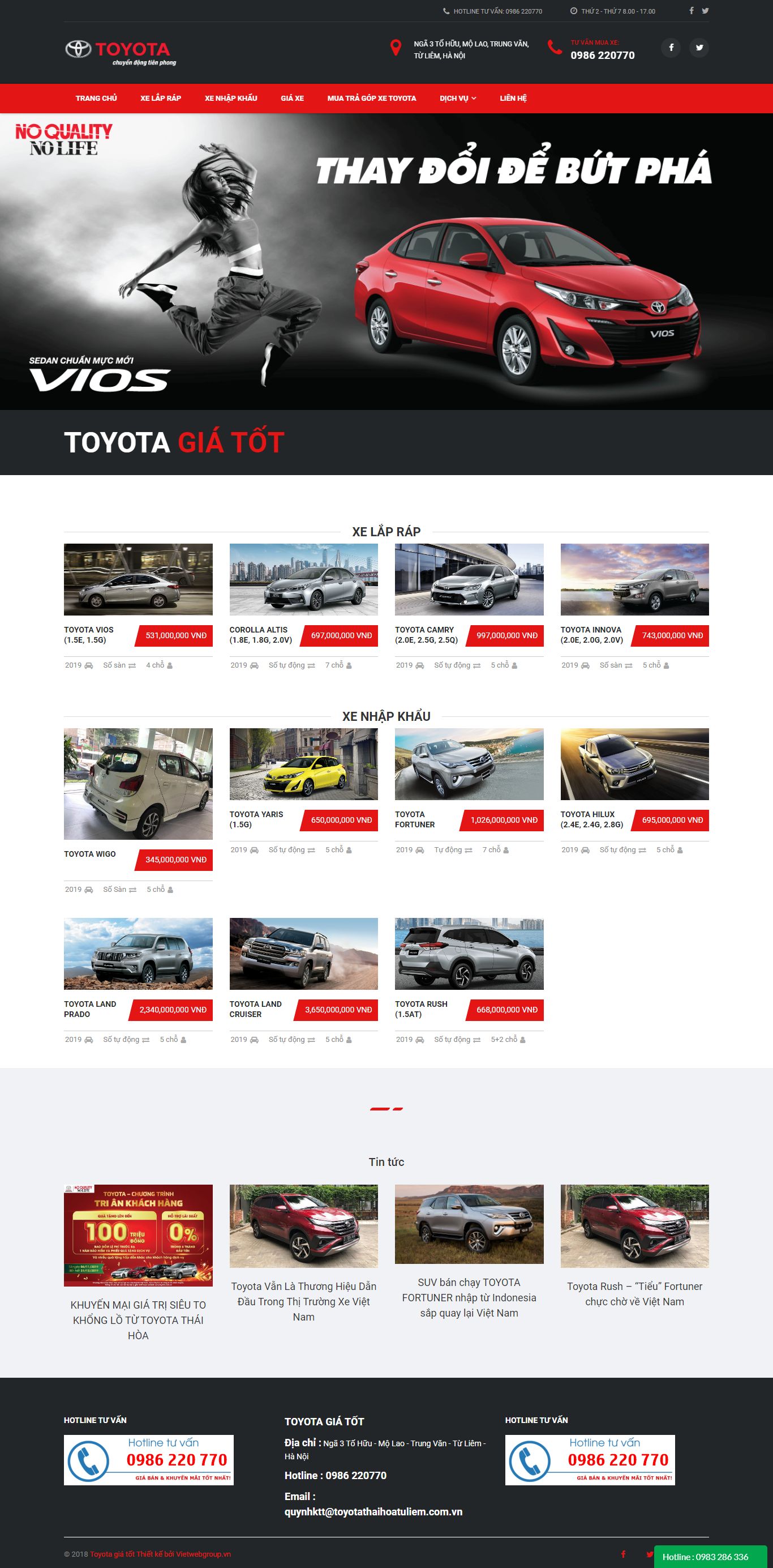 Thiết kế Web mới - toyotagiare.com