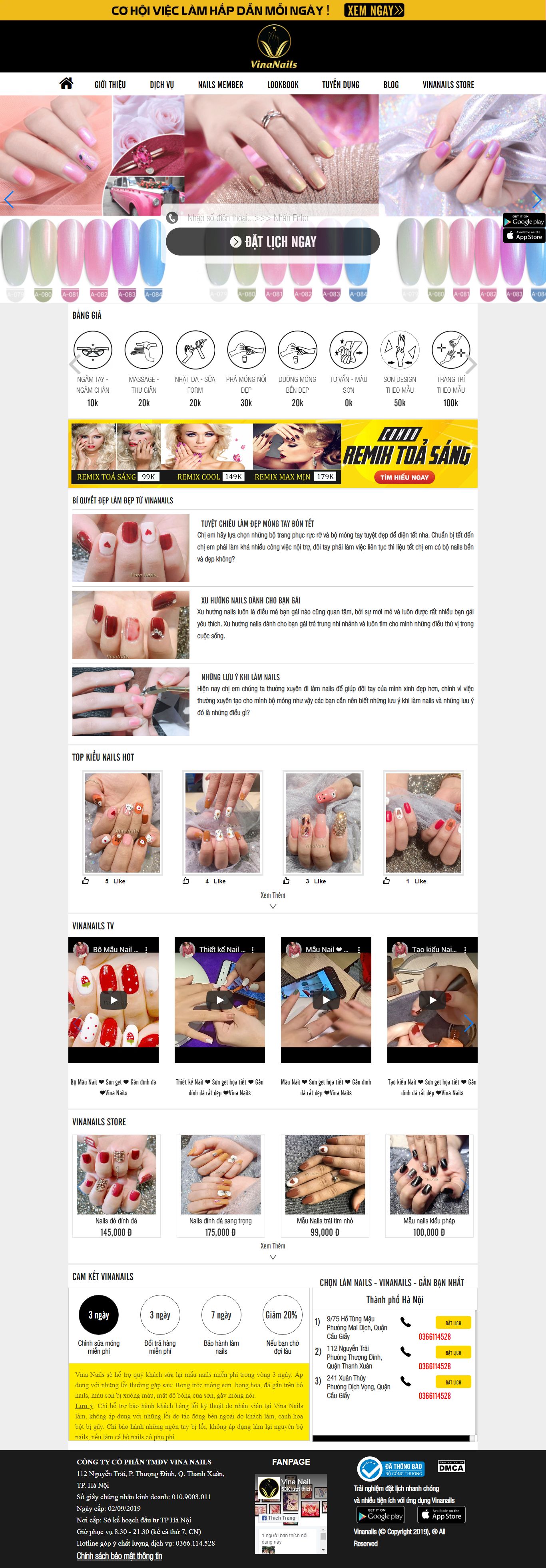 Thiết kế Web mới - vinanails.vn