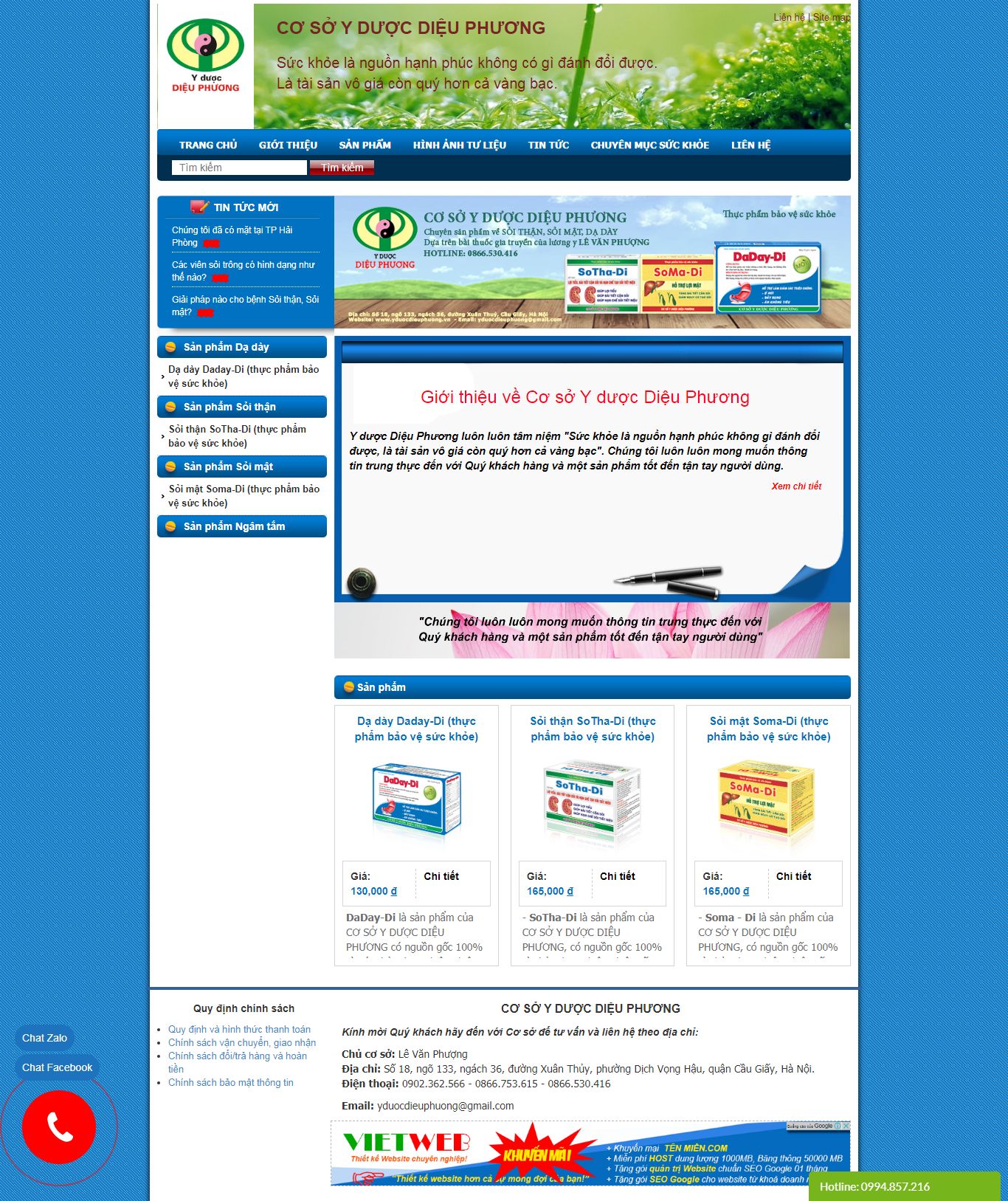 Thiết kế Web mới - yduocdieuphuong.vn