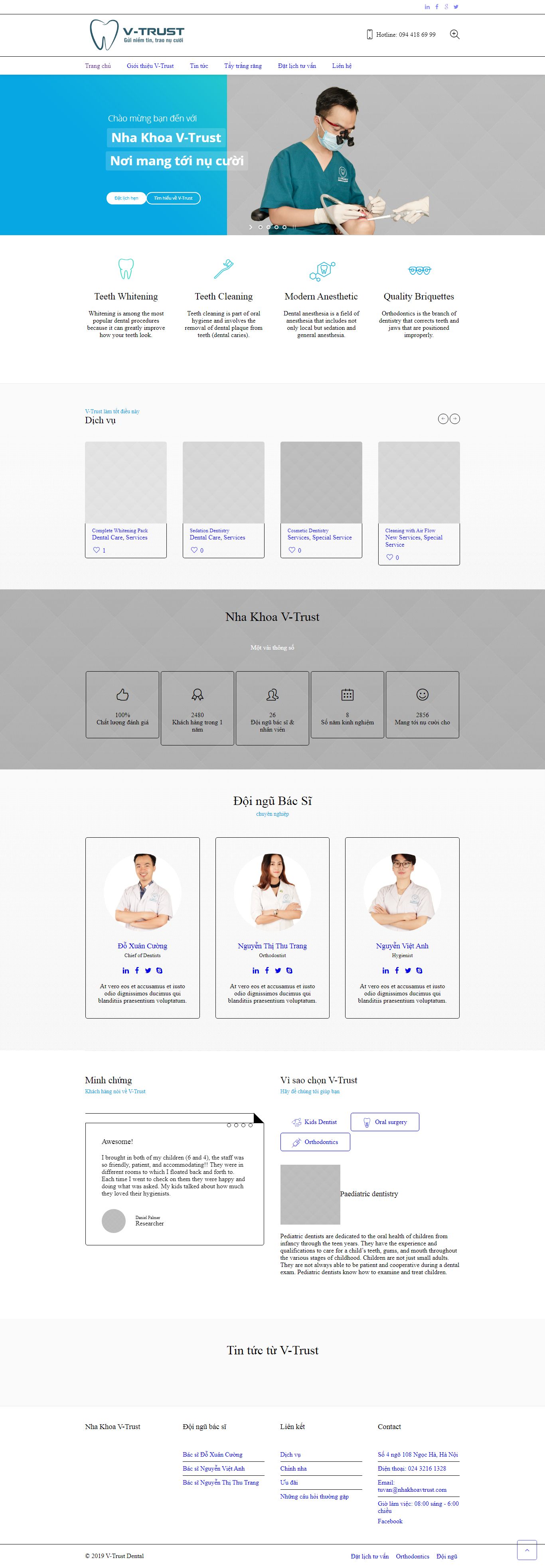 Thiết kế Web mới - nhakhoavtrust.com