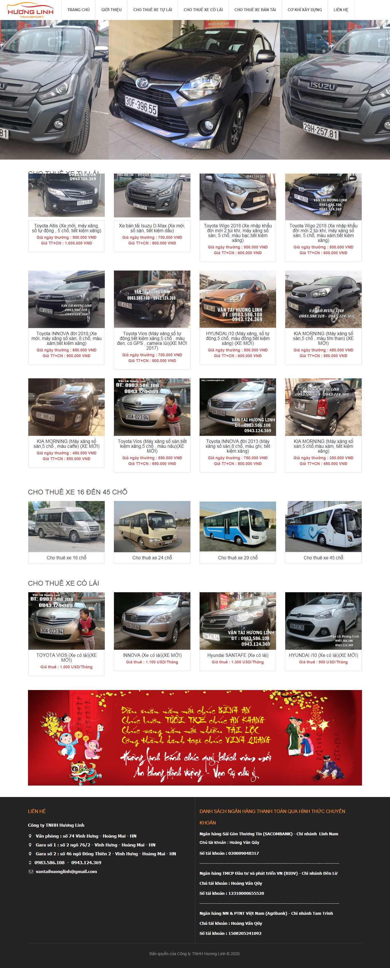 Thiết kế Web thuê xe tự lái - vantaihuonglinh.com