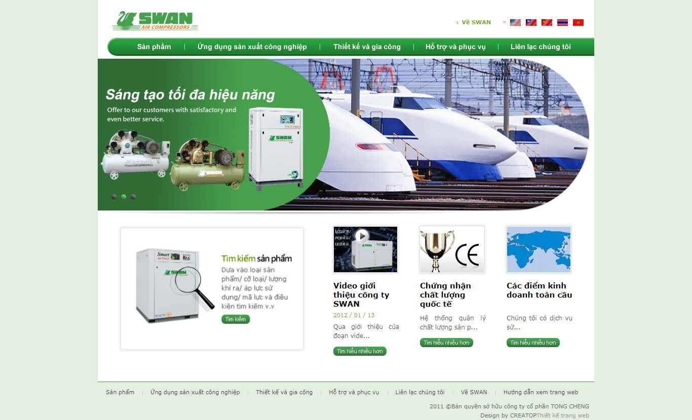 Thiết kế Web máy nén khí - www.swan.com.vn