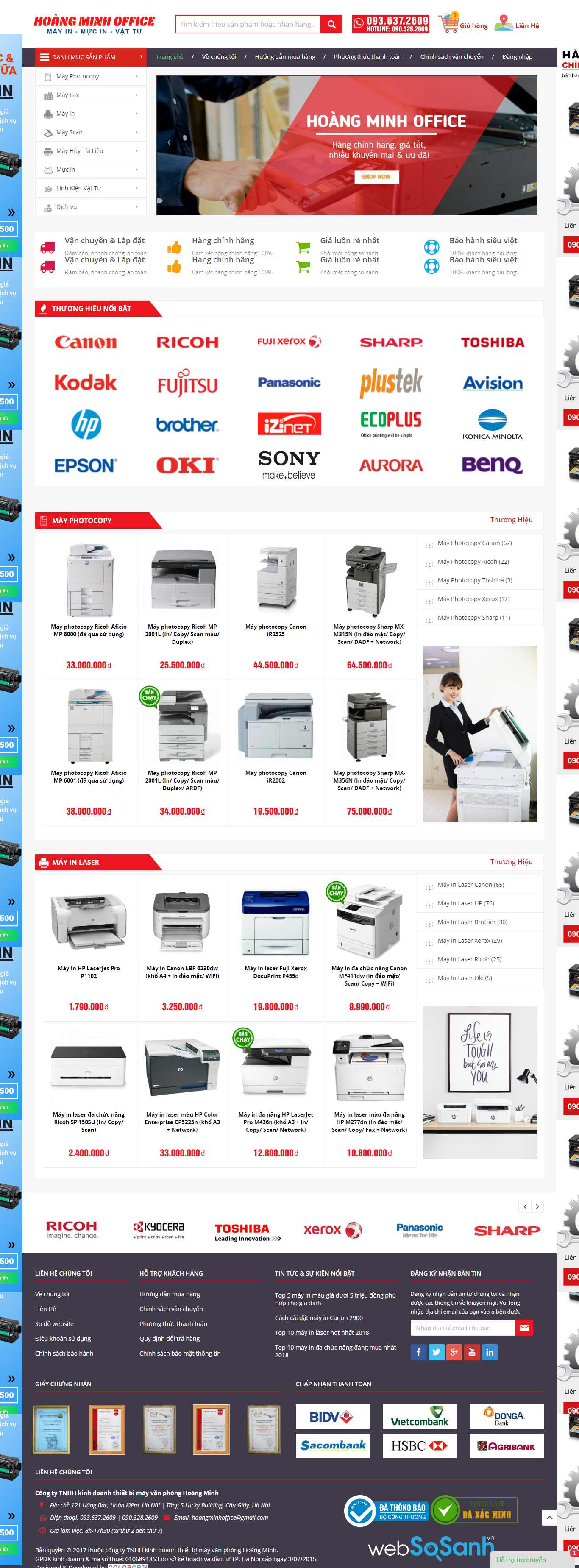 Thiết kế Web bán máy photocopy - hoangminhoffice.com