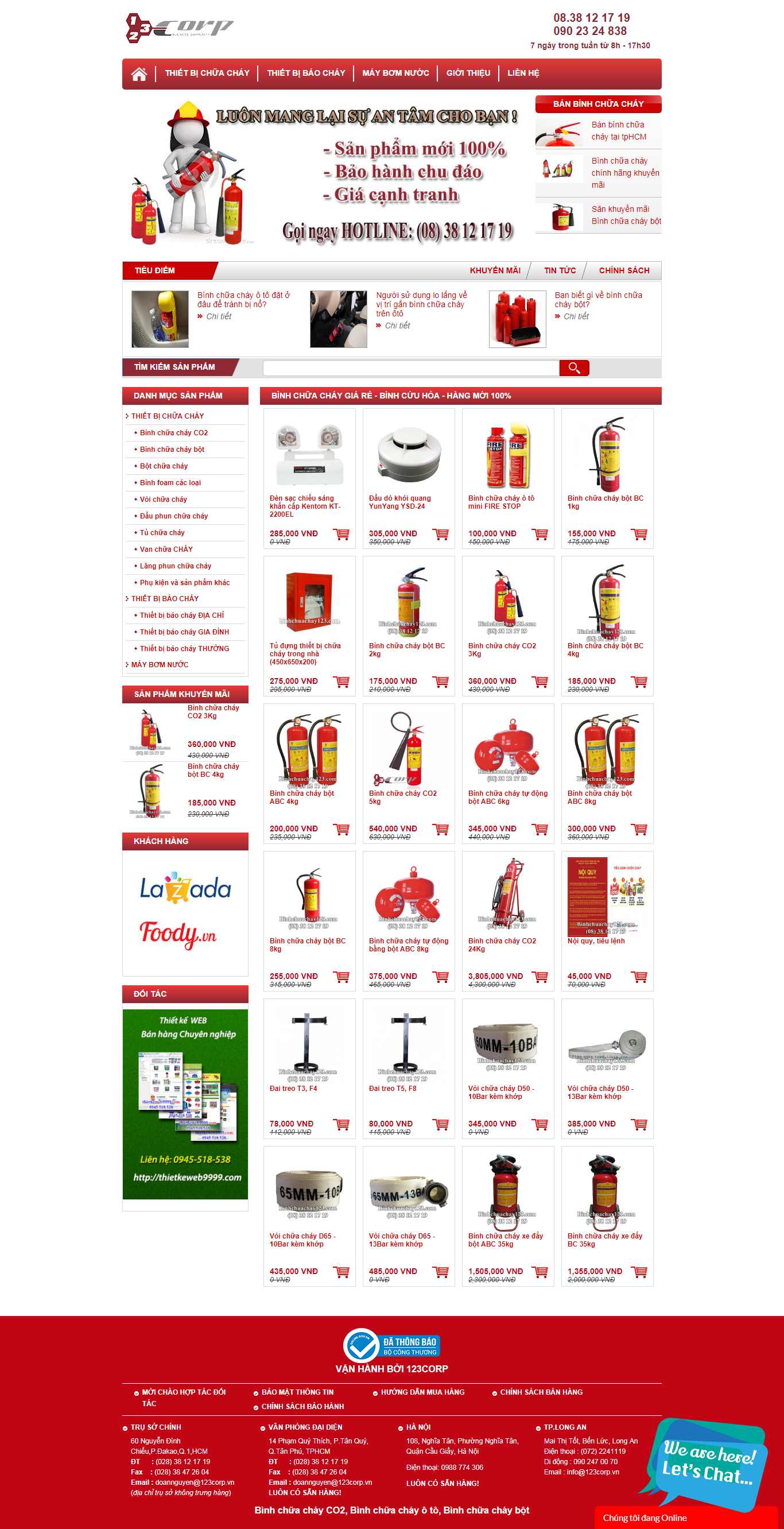 Thiết kế Web bình chữa cháy - binhchuachay123.com