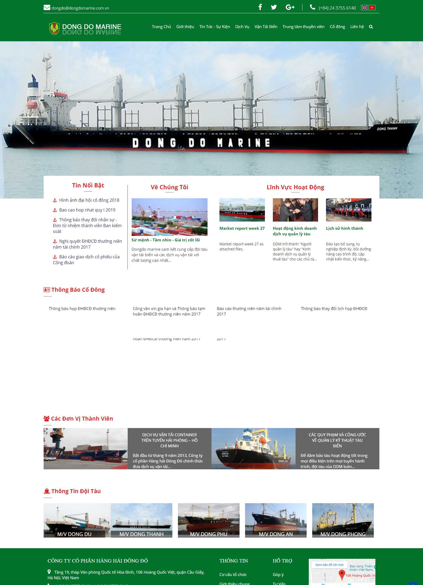 Thiết kế Web mới - www.dongdomarine.com.vn