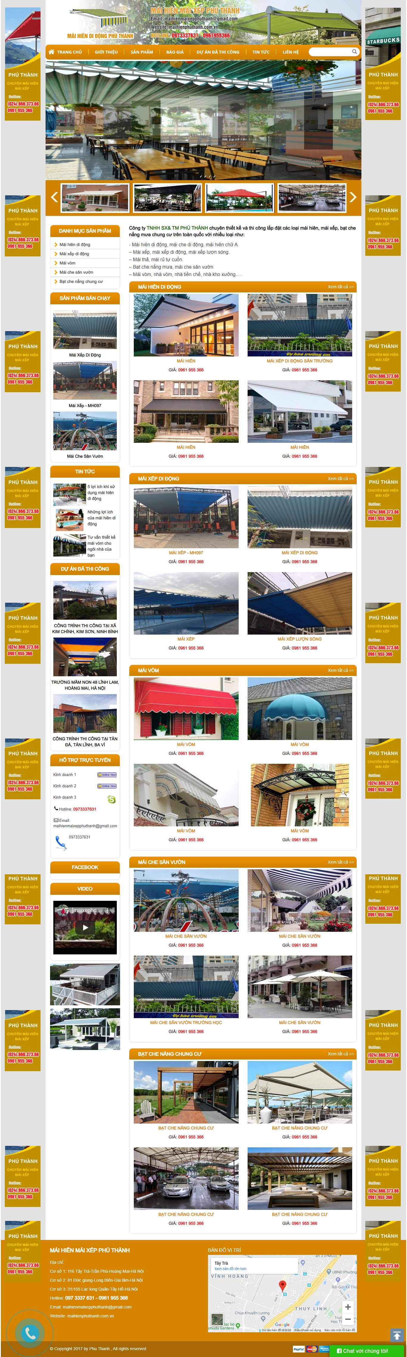 Thiết kế Web bán mái hiên di động - maihienphuthanh.com.vn