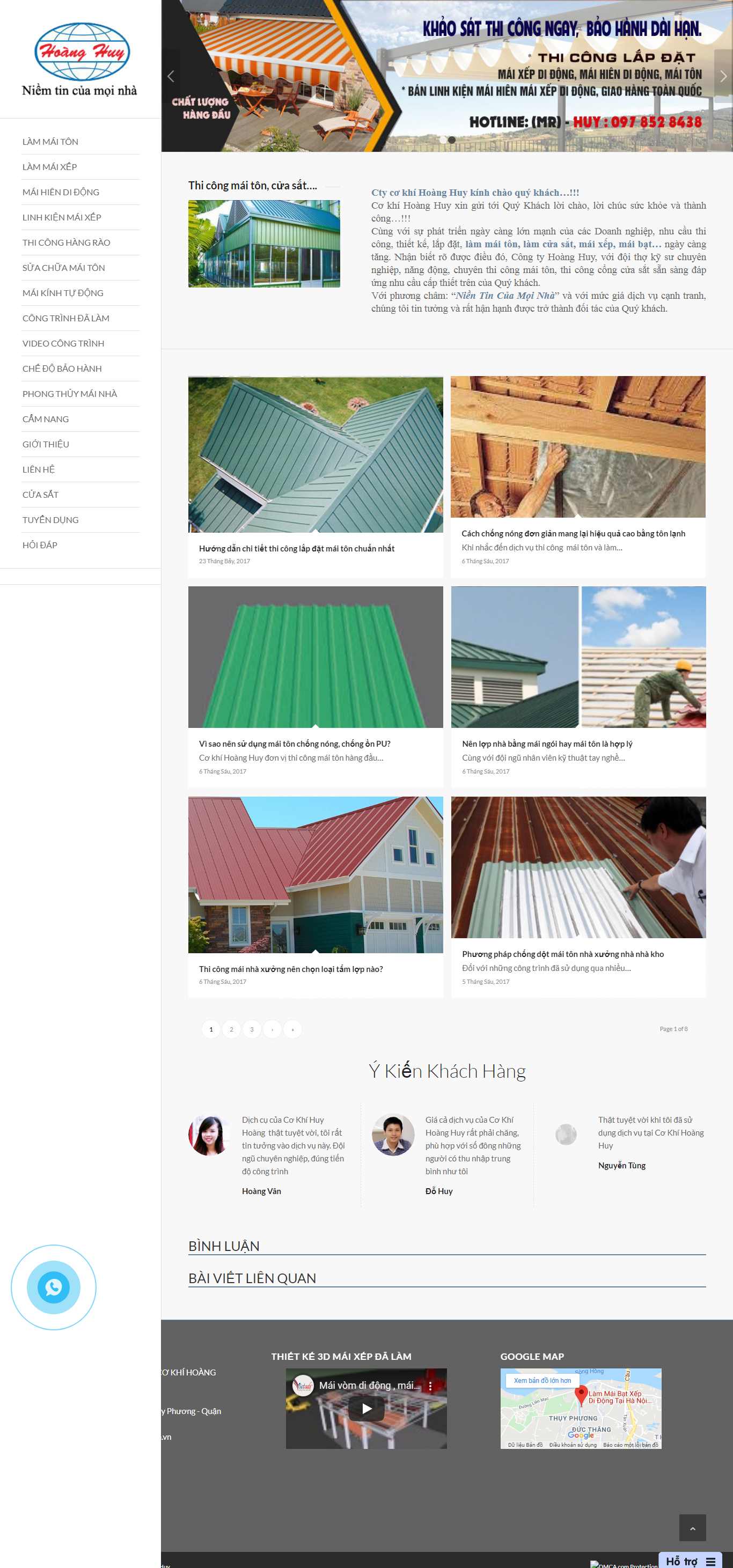 Thiết kế Web bán mái hiên di động - cokhihoanghuy.com