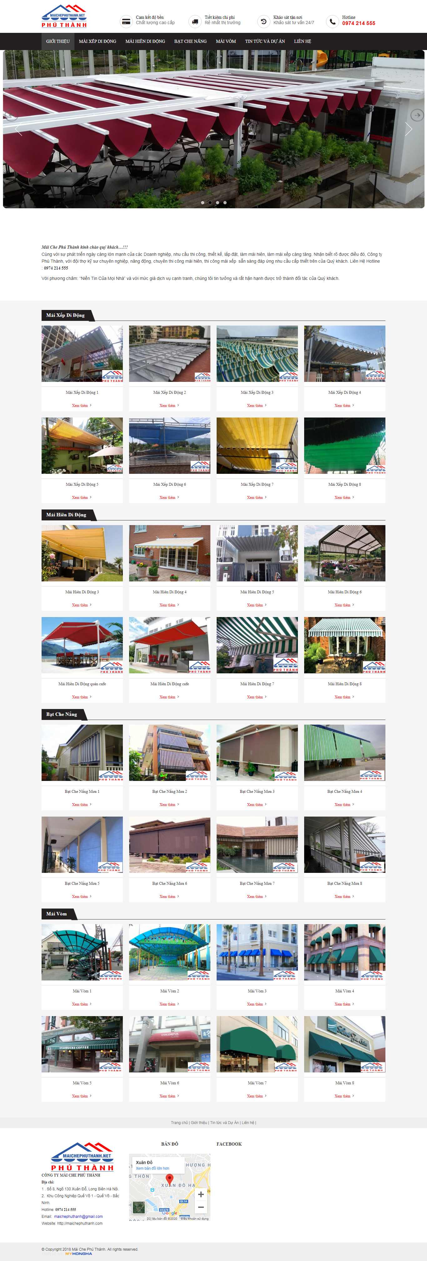 Thiết kế Web bán mái hiên di động - maichephuthanh.com