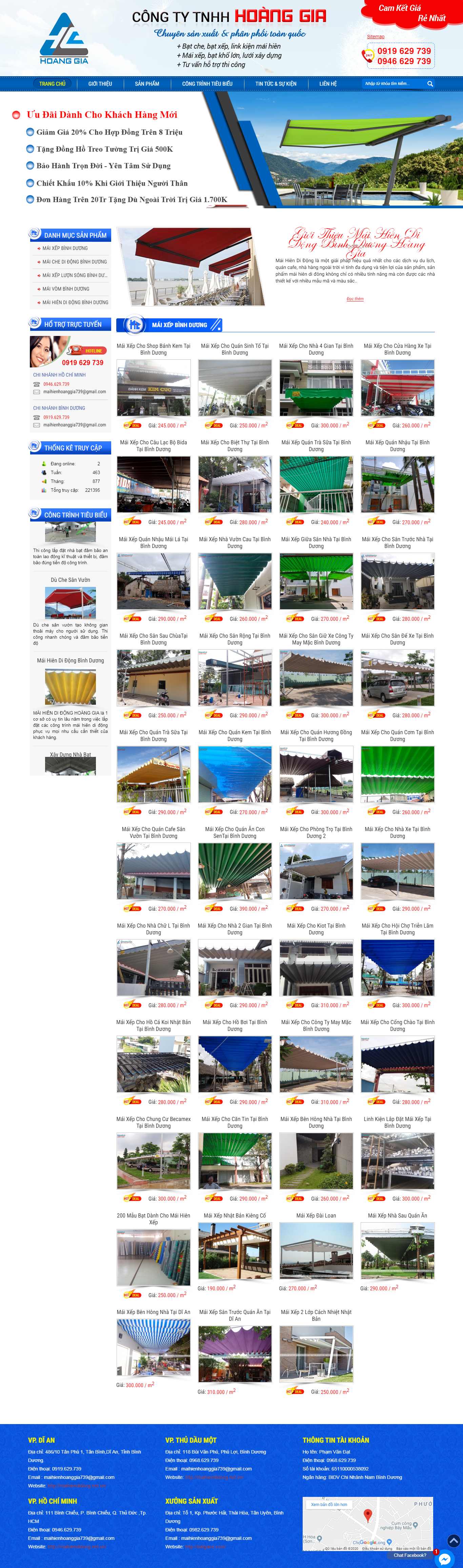 Thiết kế Web bán mái che di động - maihiendidong.net.vn