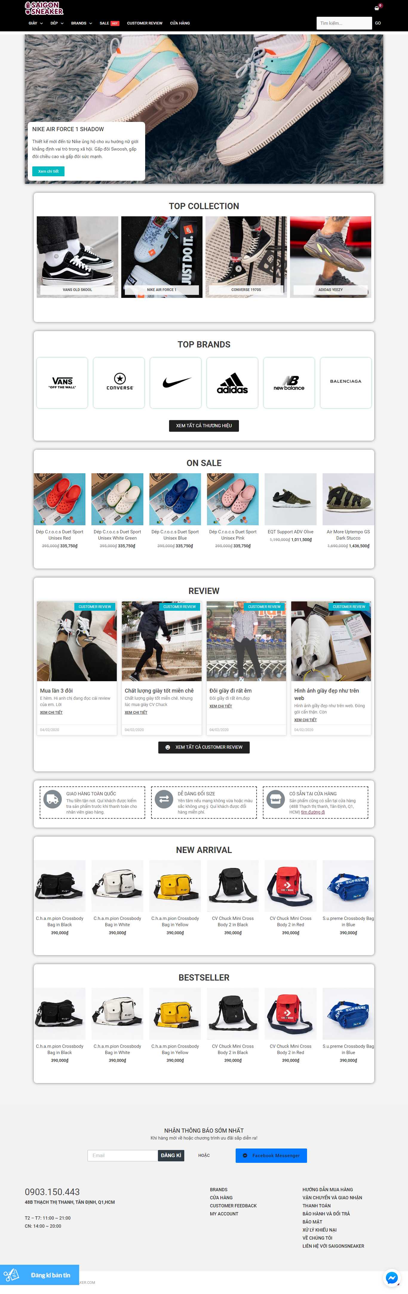 Thiết kế Web bán giày thể thao - saigonsneaker.com
