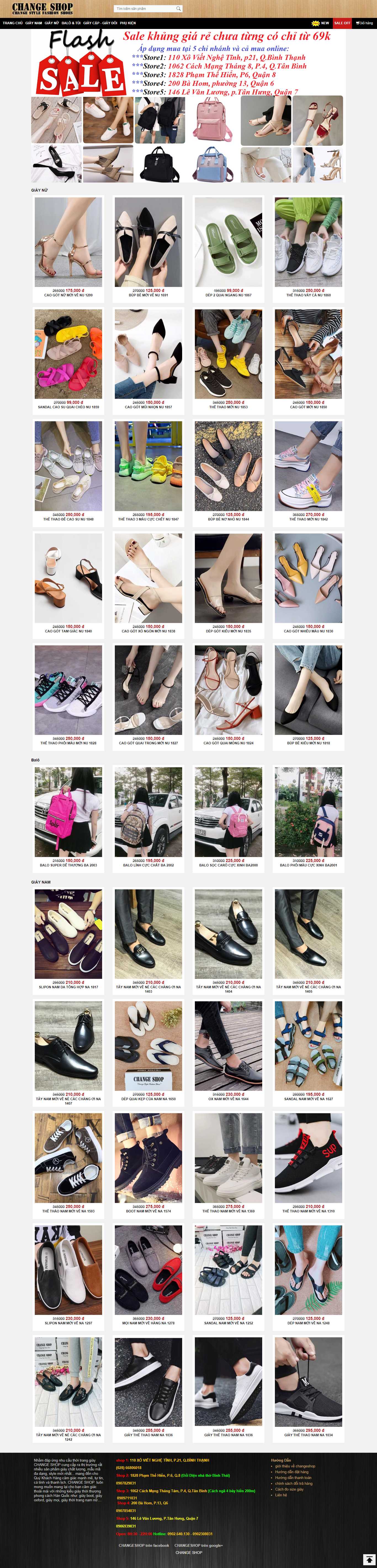Thiết kế Web bán giày thể thao - changeshop.vn