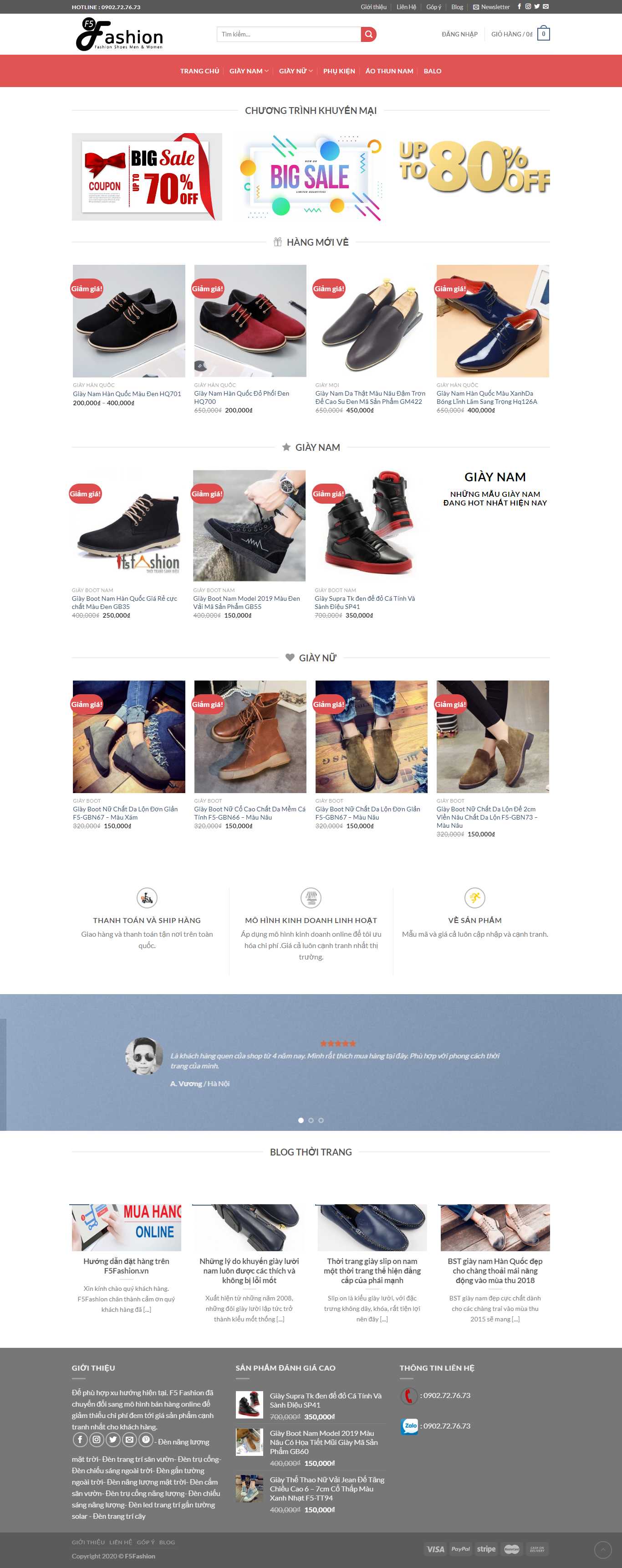 Thiết kế Web bán giày thể thao - f5fashion.vn