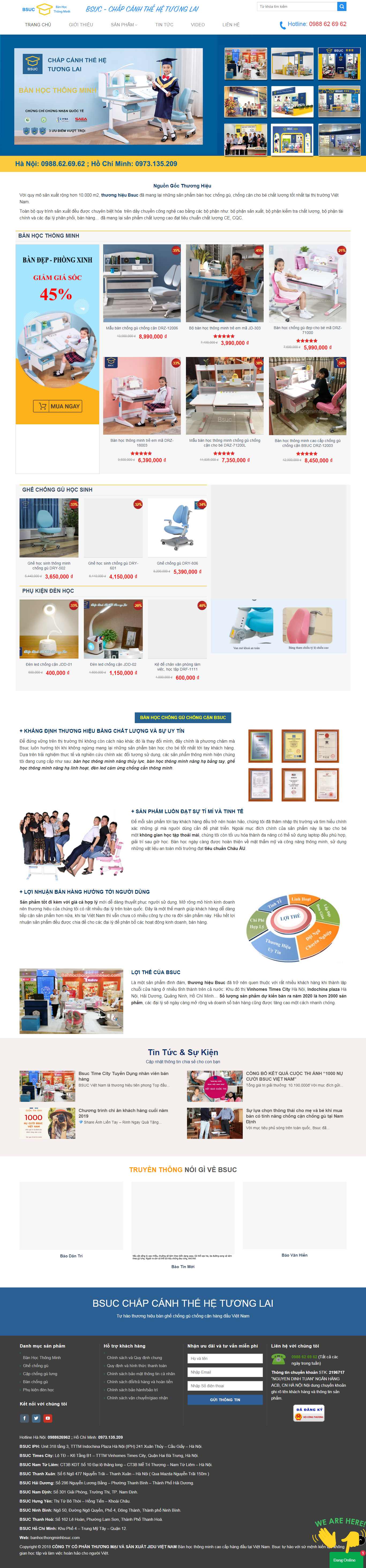 Thiết kế Web bàn học cho bé - banhocthongminhbsuc.com