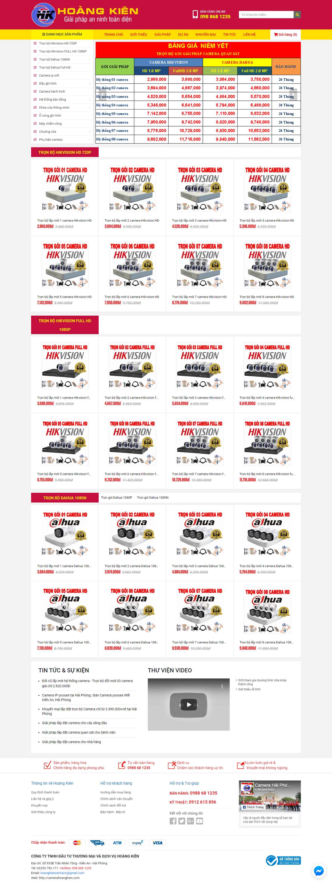 Thiết kế Web bán camera không dây - camerahoangkien.com
