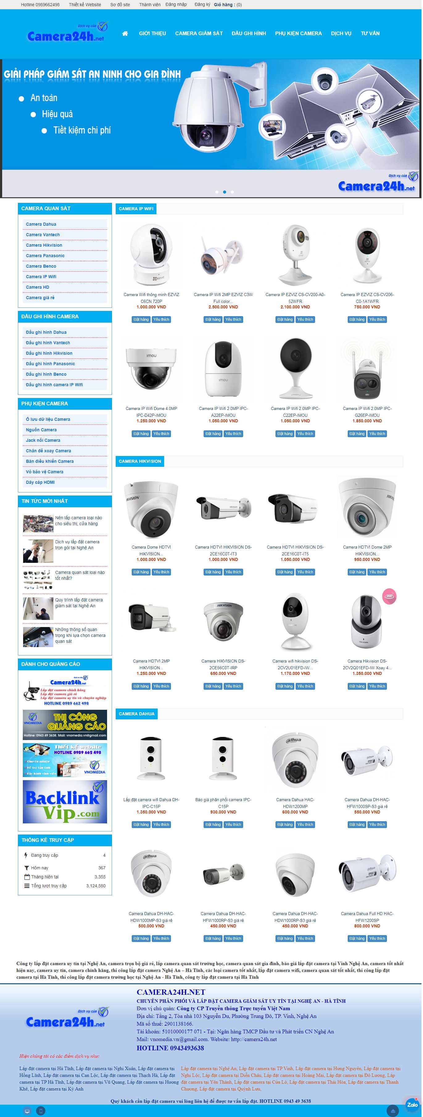 Thiết kế Web bán camera giám sát - camera24h.net