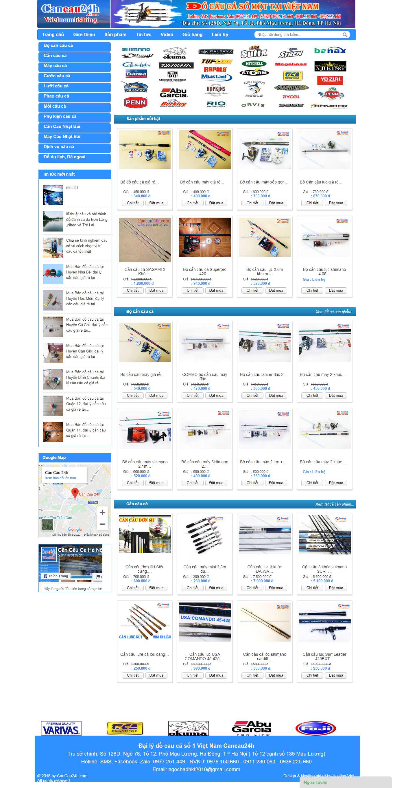 Thiết kế Web bán đồ câu cá - cancau24h.com