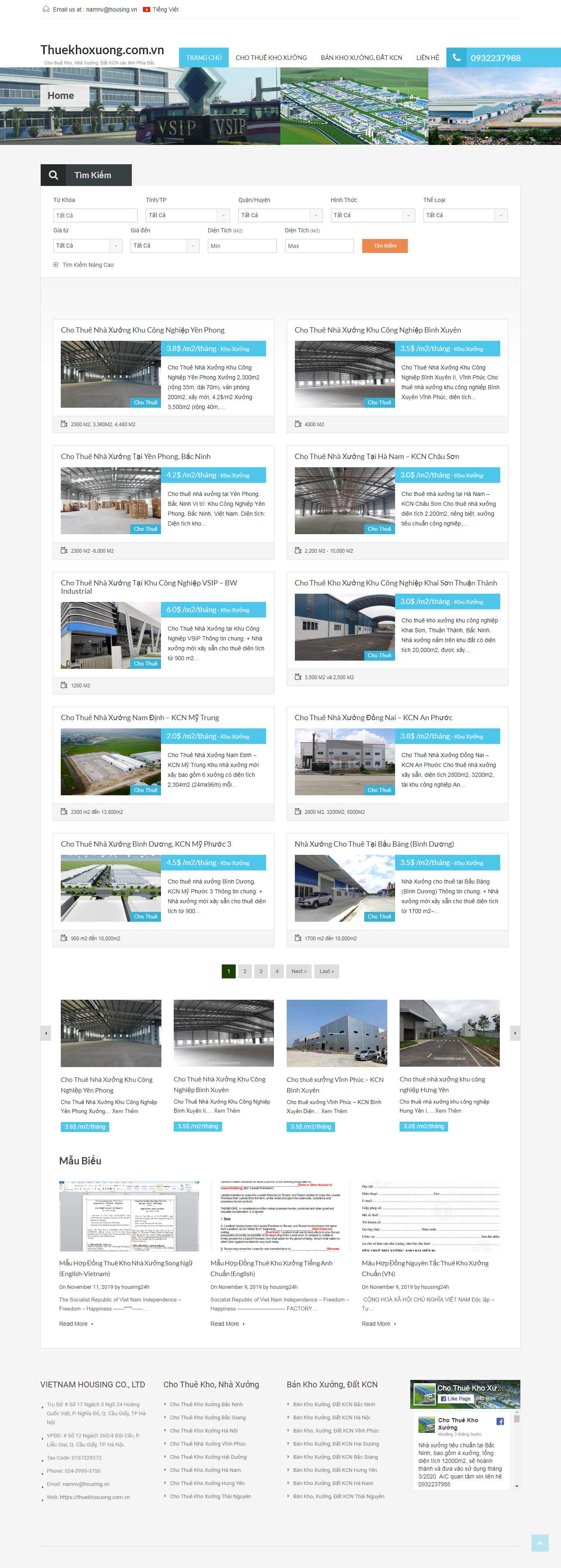 Thiết kế Web cho thuê nhà xưởng, kho bãi - thuekhoxuong.com.vn