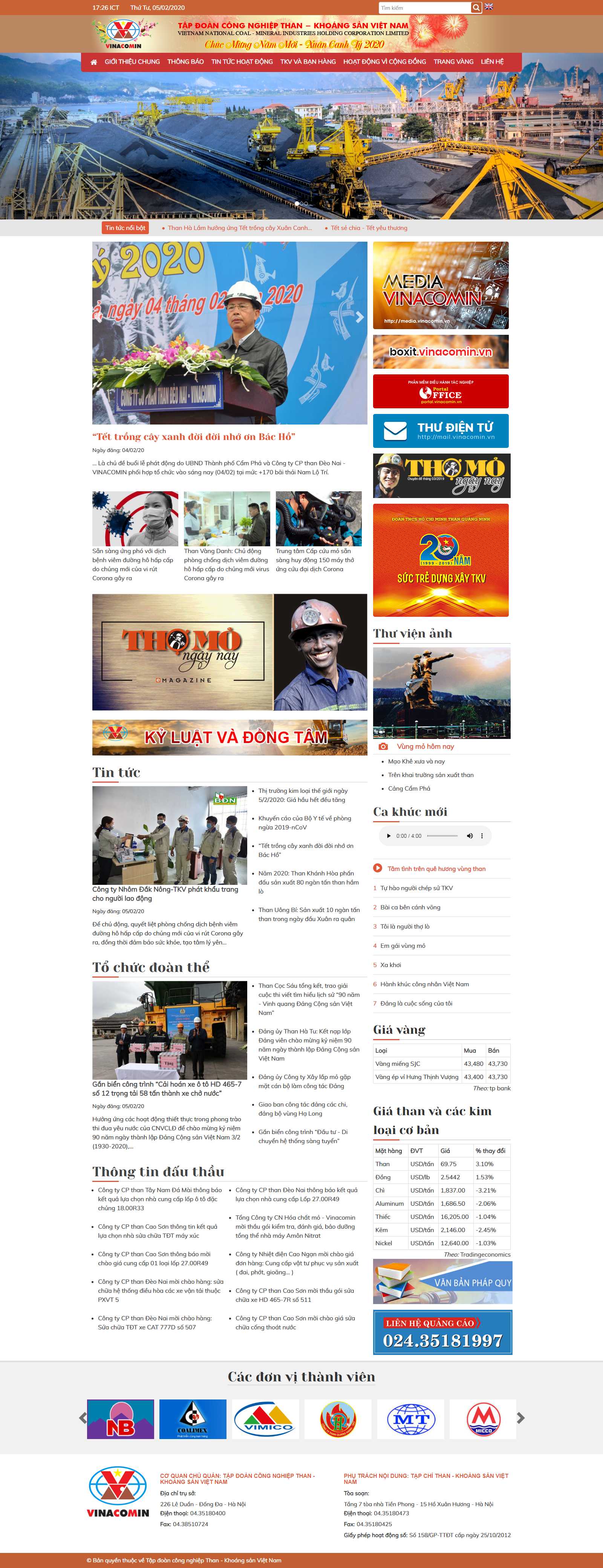 Thiết kế Web cho tập đoàn - www.vinacomin.vn