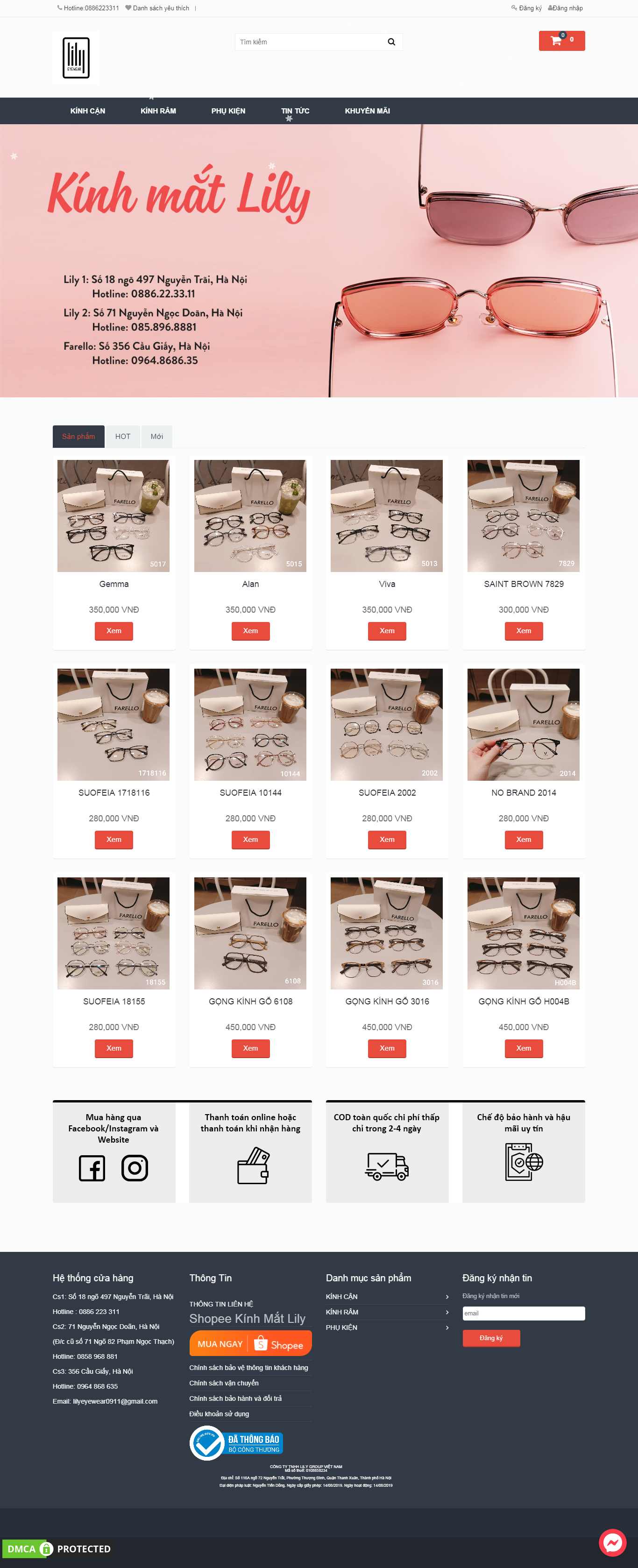 Thiết kế Web kinh mắt thời trang - kinhmatlily.com