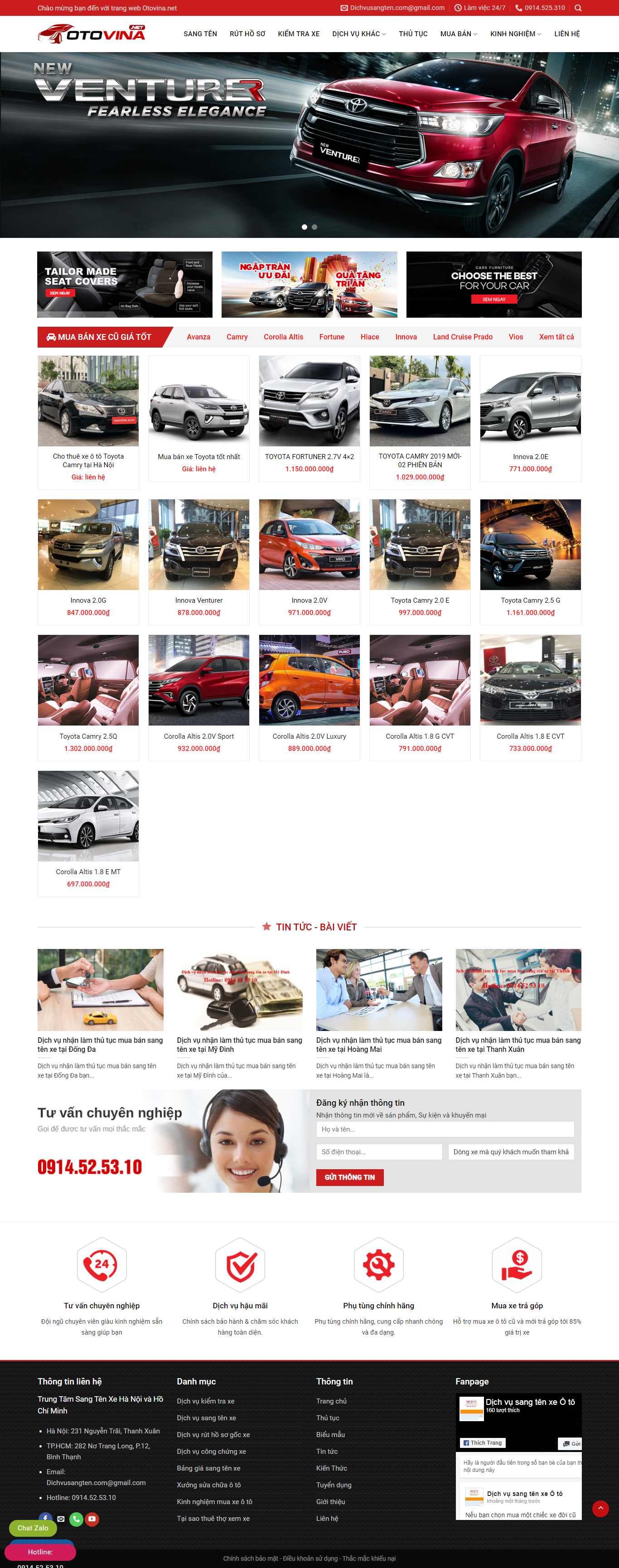 Thiết kế Web gara ô tô - otovina.net