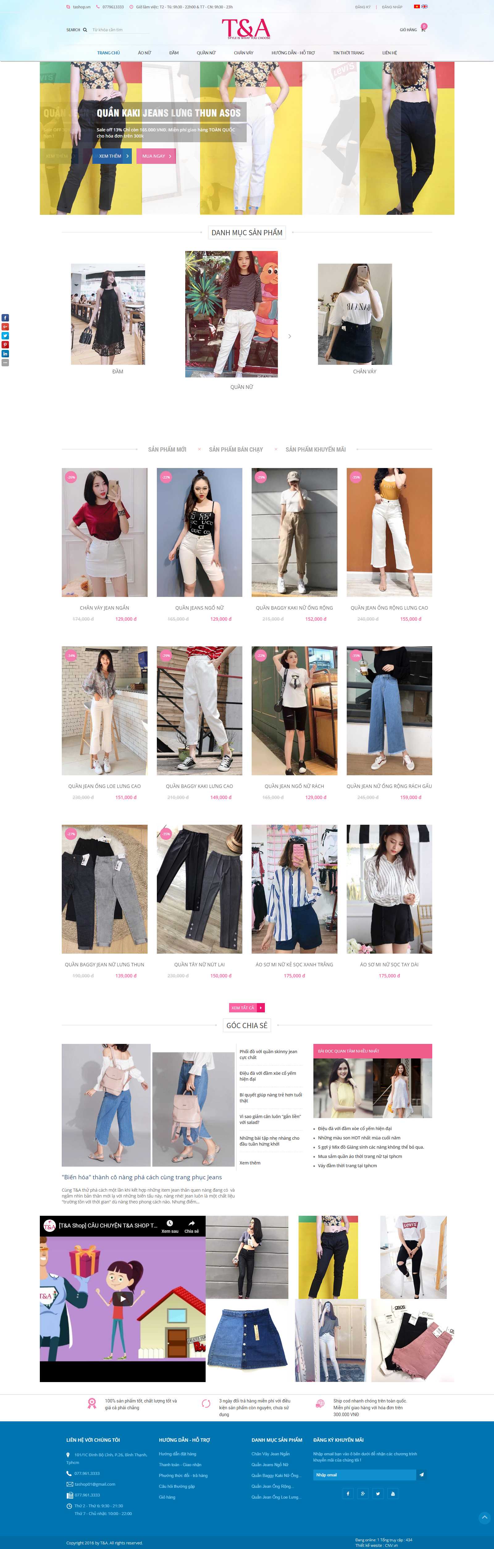 Thiết kế Web shop thời trang - tashop.vn