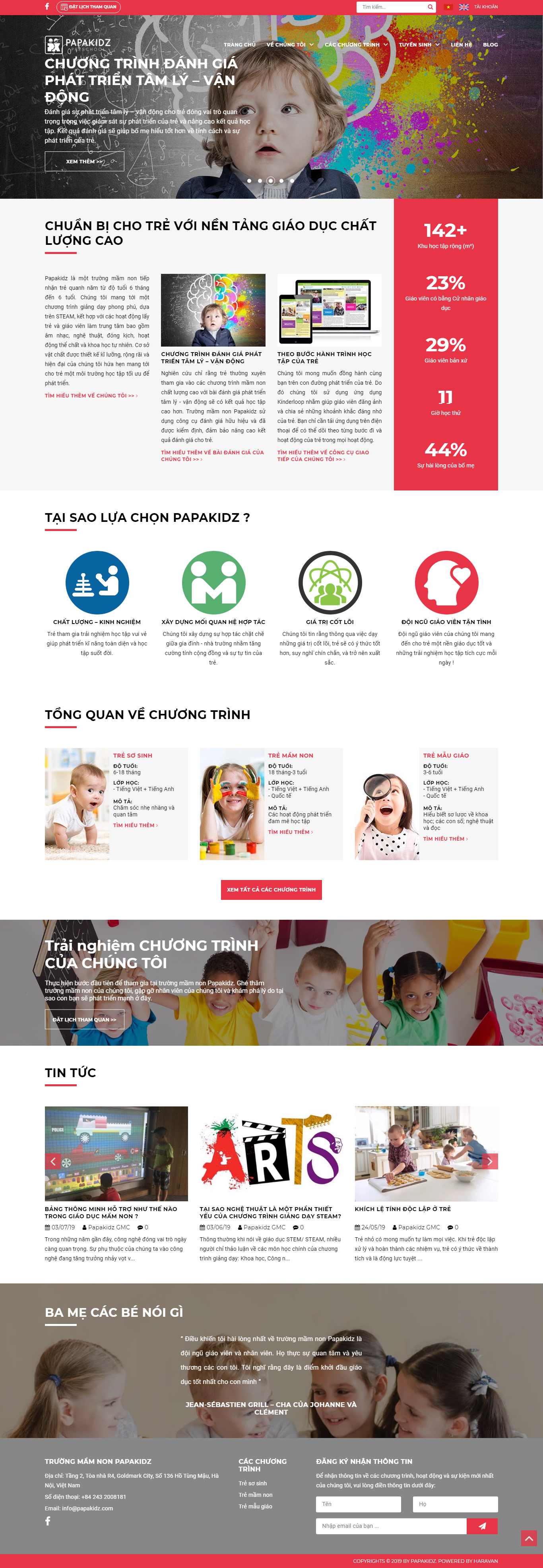 Thiết kế Web Giáo Dục Đào Tạo Trường học - www.papakidz.com
