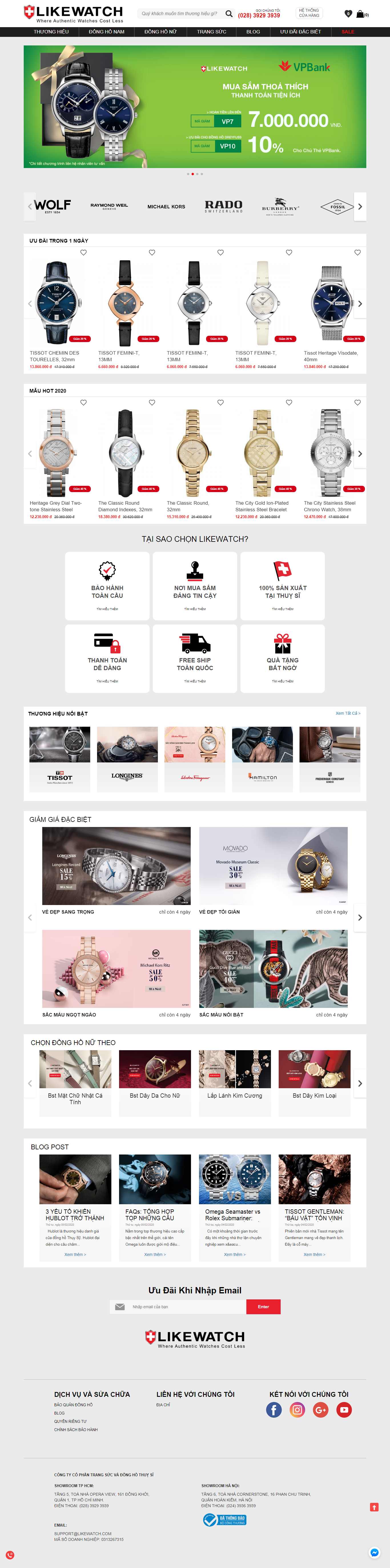 Thiết kế Web đồng hồ - likewatch.com