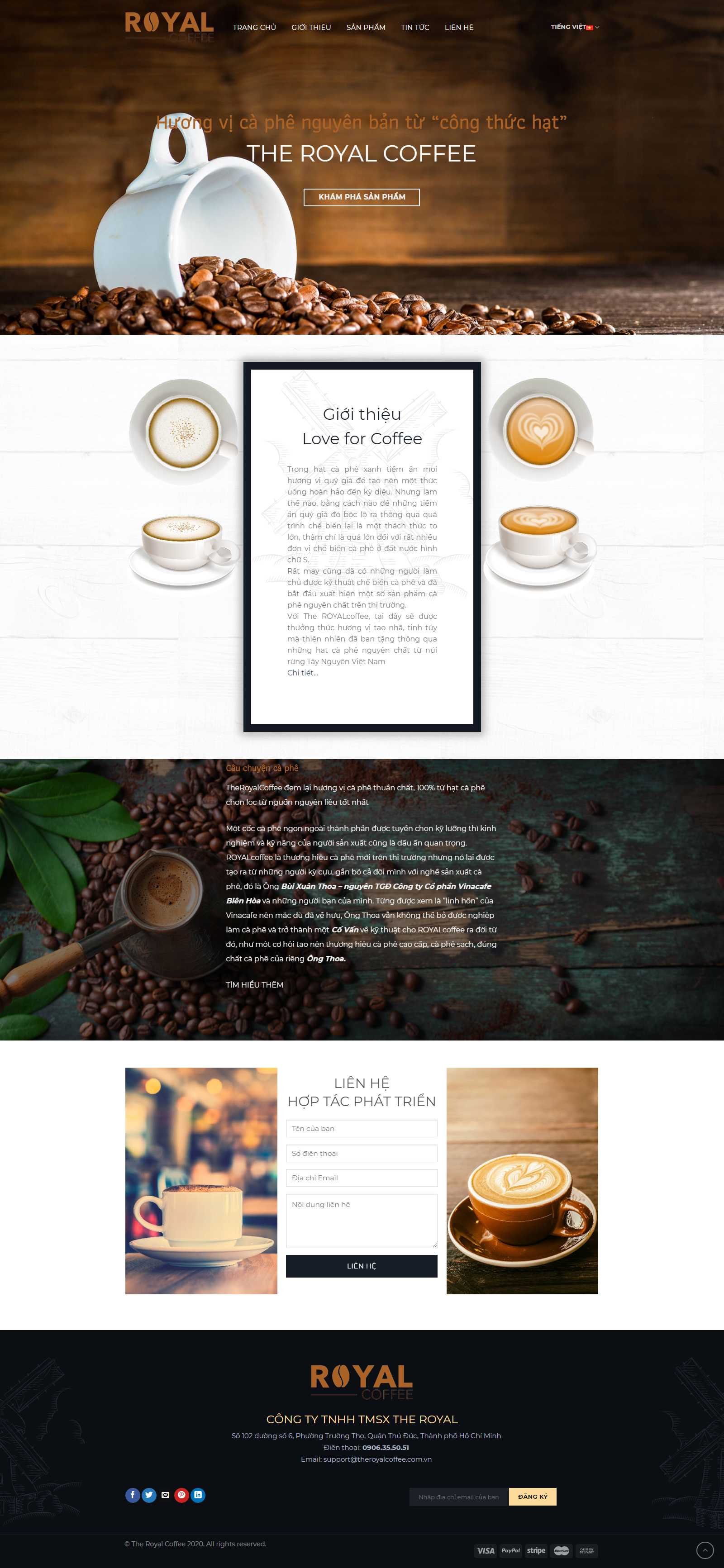 Thiết kế Web quán cafe - theroyalcoffee.com.vn