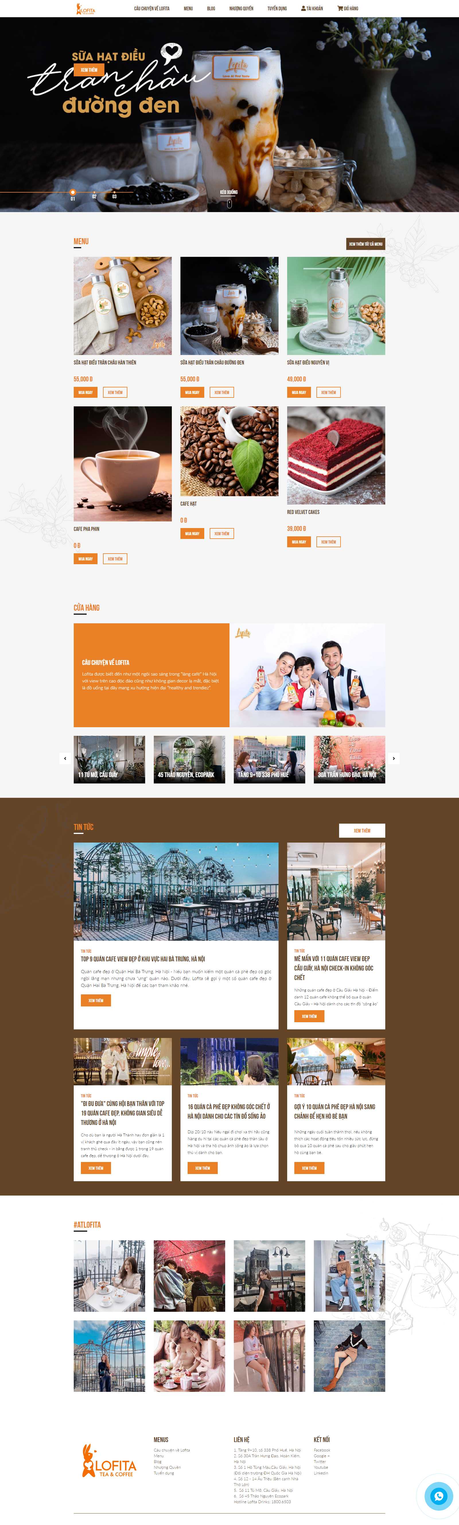 Thiết kế Web quán cafe - lofita.vn