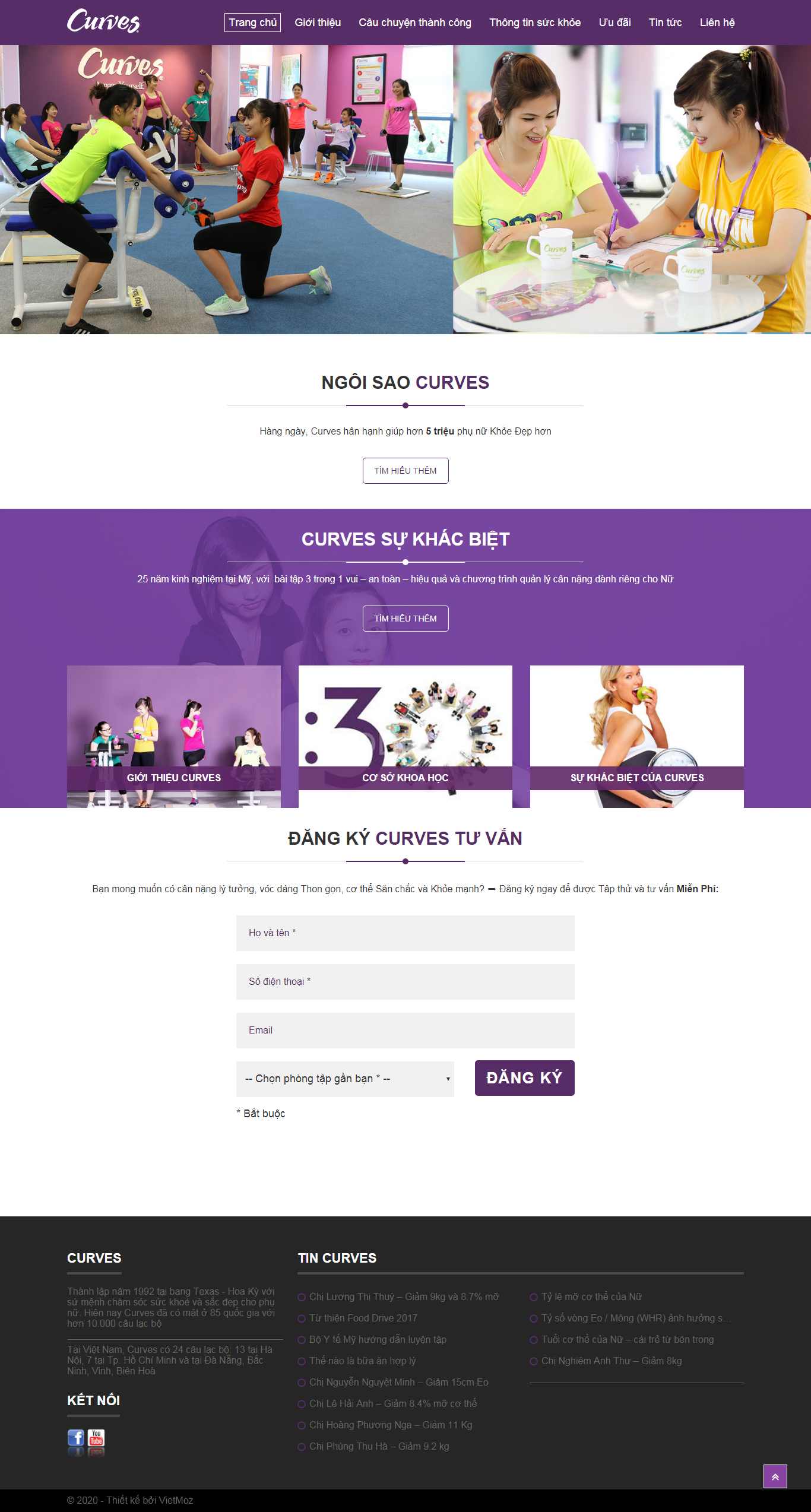 Thiết kế Web phòng tập Fitness - curveshanoi.com.vn