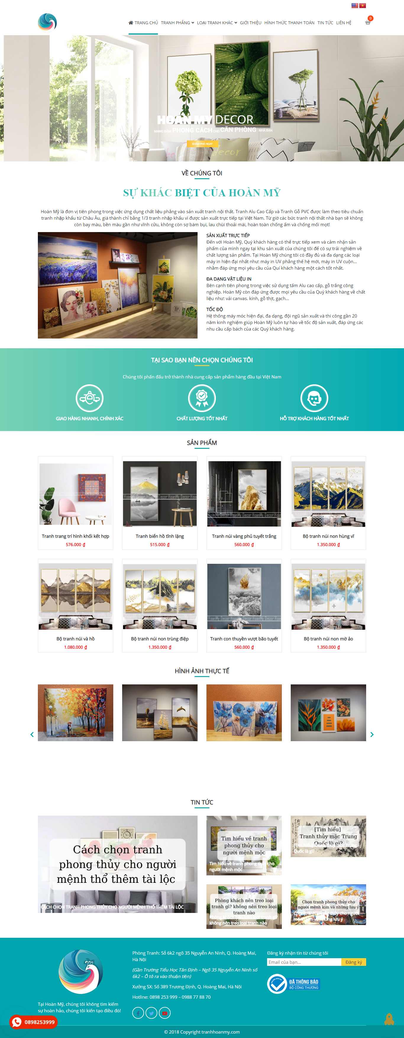 Thiết kế Web bán khung tranh ảnh - tranhhoanmy.com