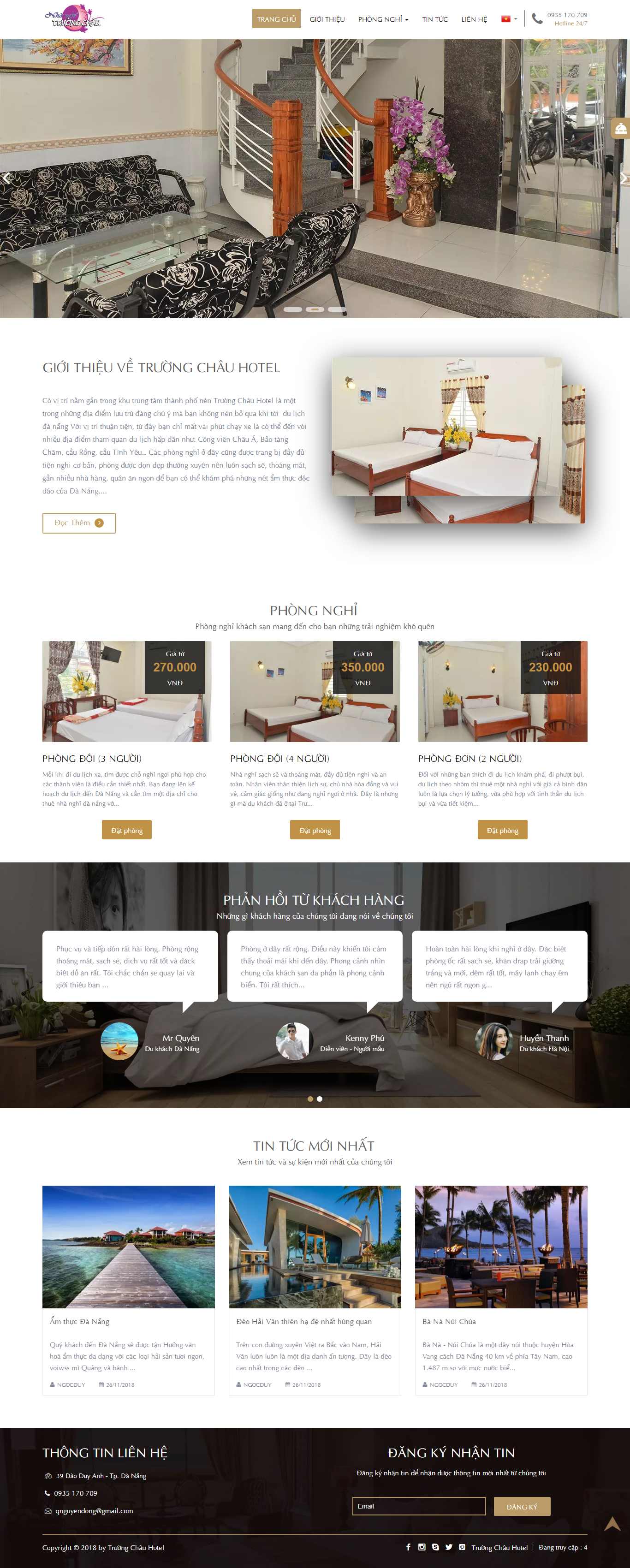 Thiết kế Web khách sạn đà nẵng - www.truongchauhotel.com
